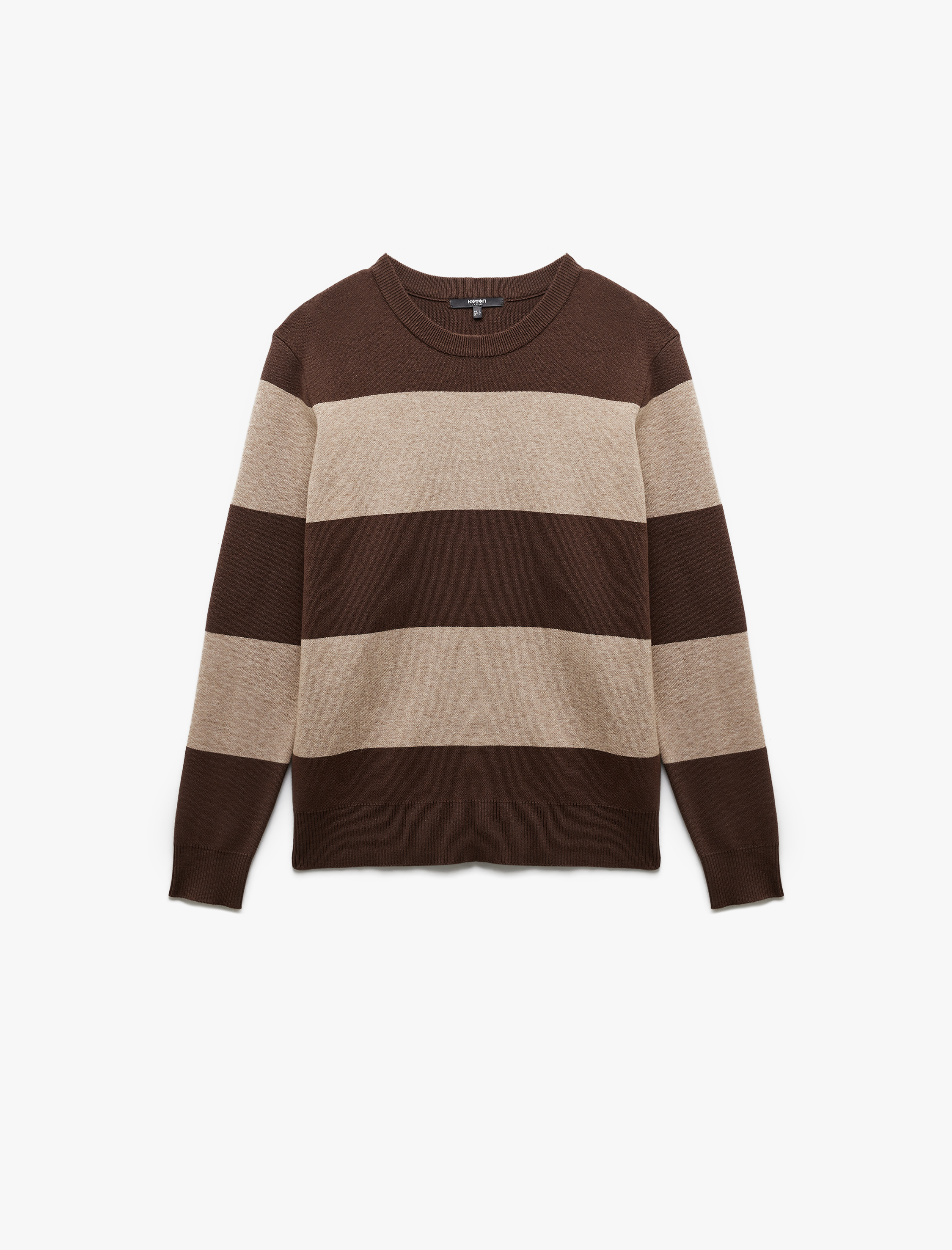 Uzun Kollu Bisiklet Yaka Çizgili Triko Kazak