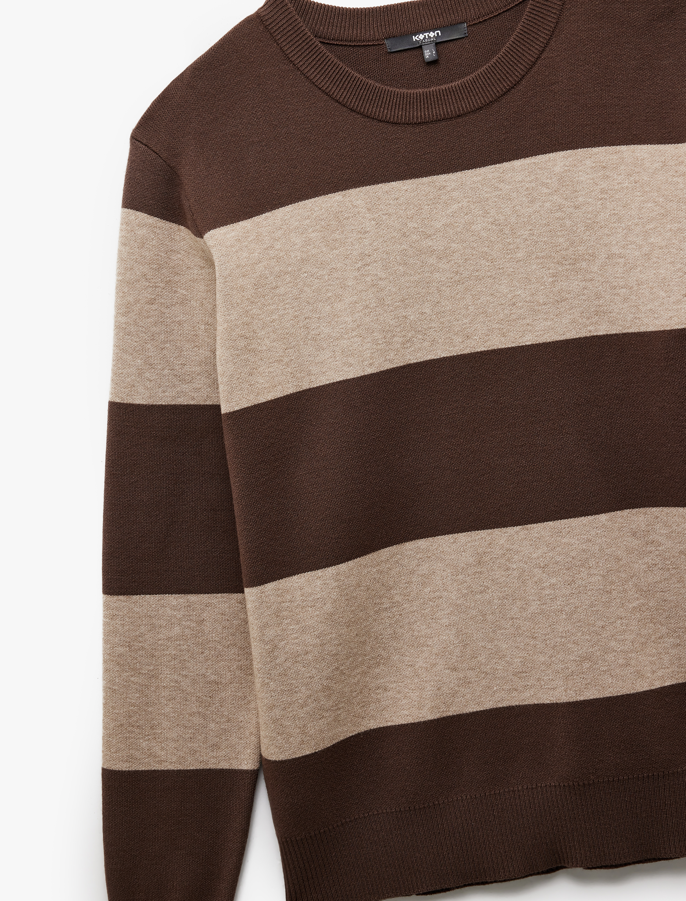 Uzun Kollu Bisiklet Yaka Çizgili Triko Kazak