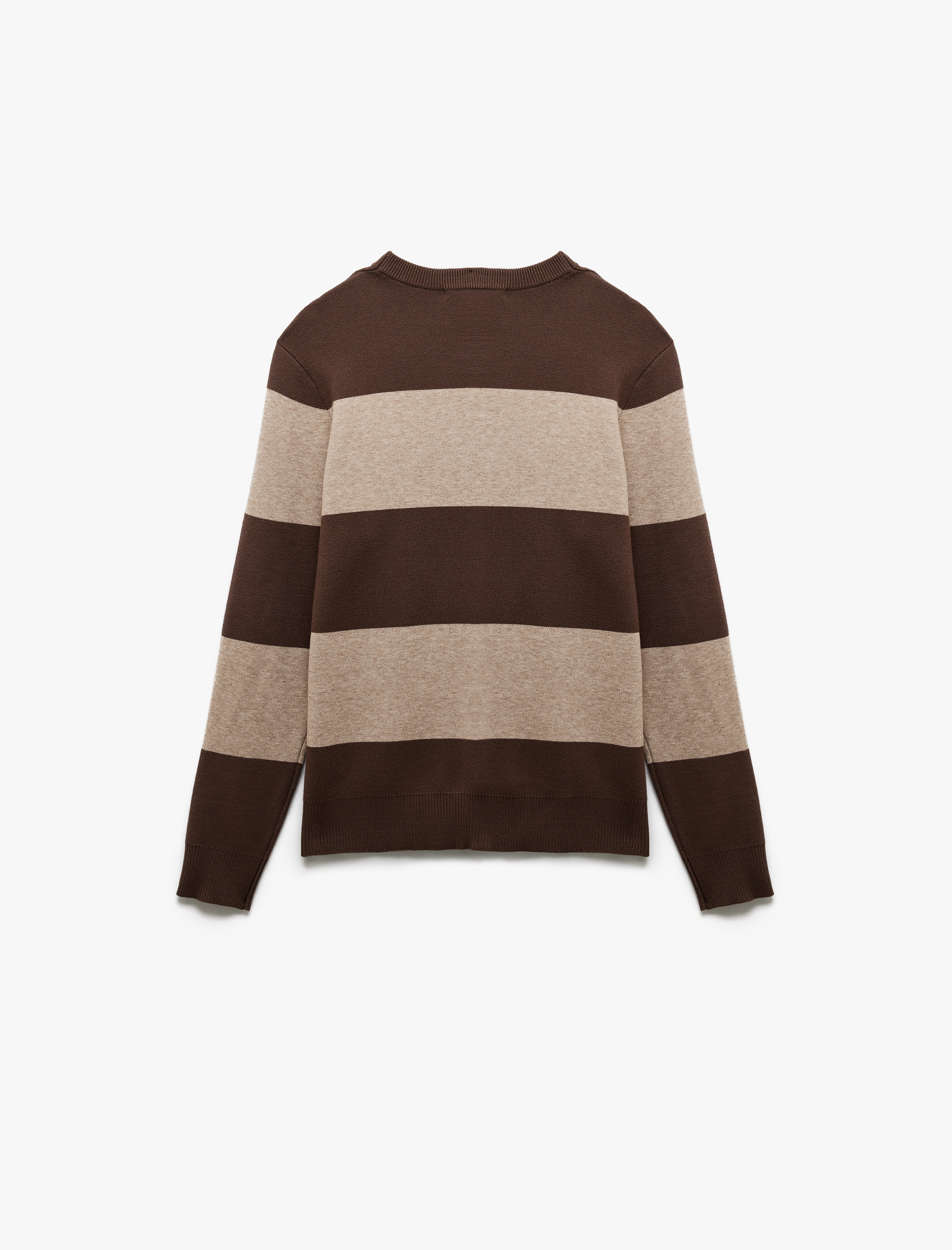 Uzun Kollu Bisiklet Yaka Çizgili Triko Kazak