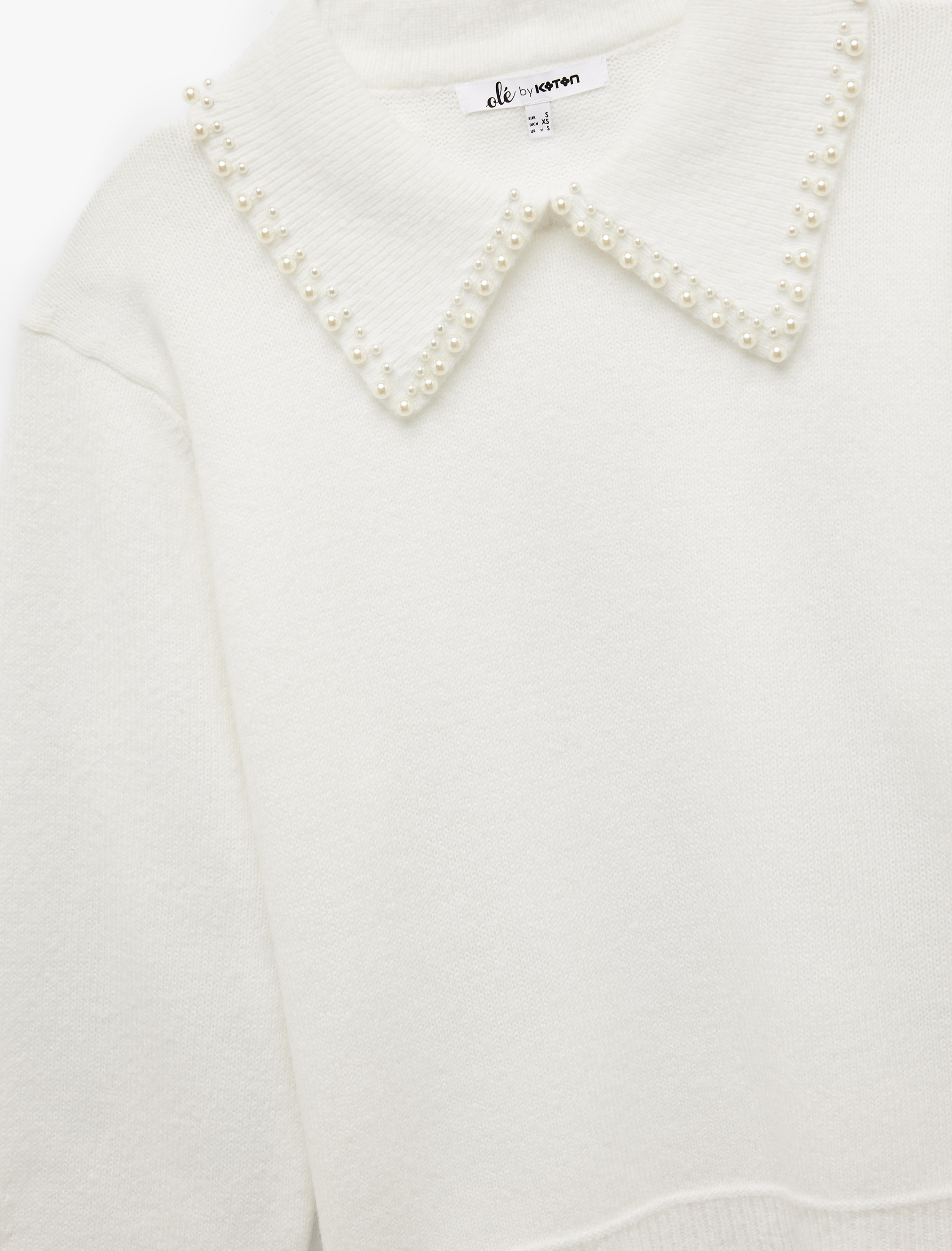   İnci Detaylı Bebe Yaka Uzun Kollu Triko Kazak