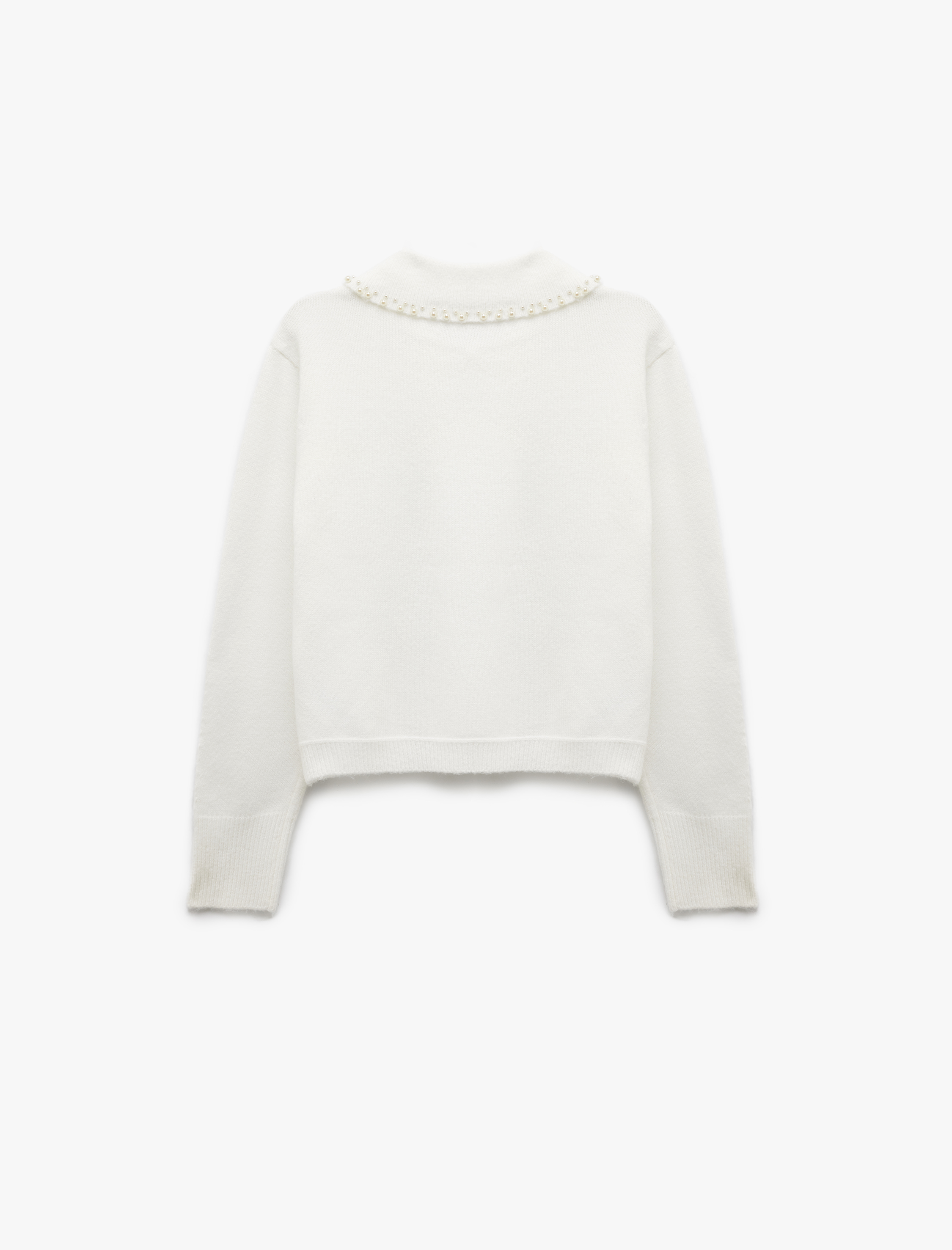   İnci Detaylı Bebe Yaka Uzun Kollu Triko Kazak