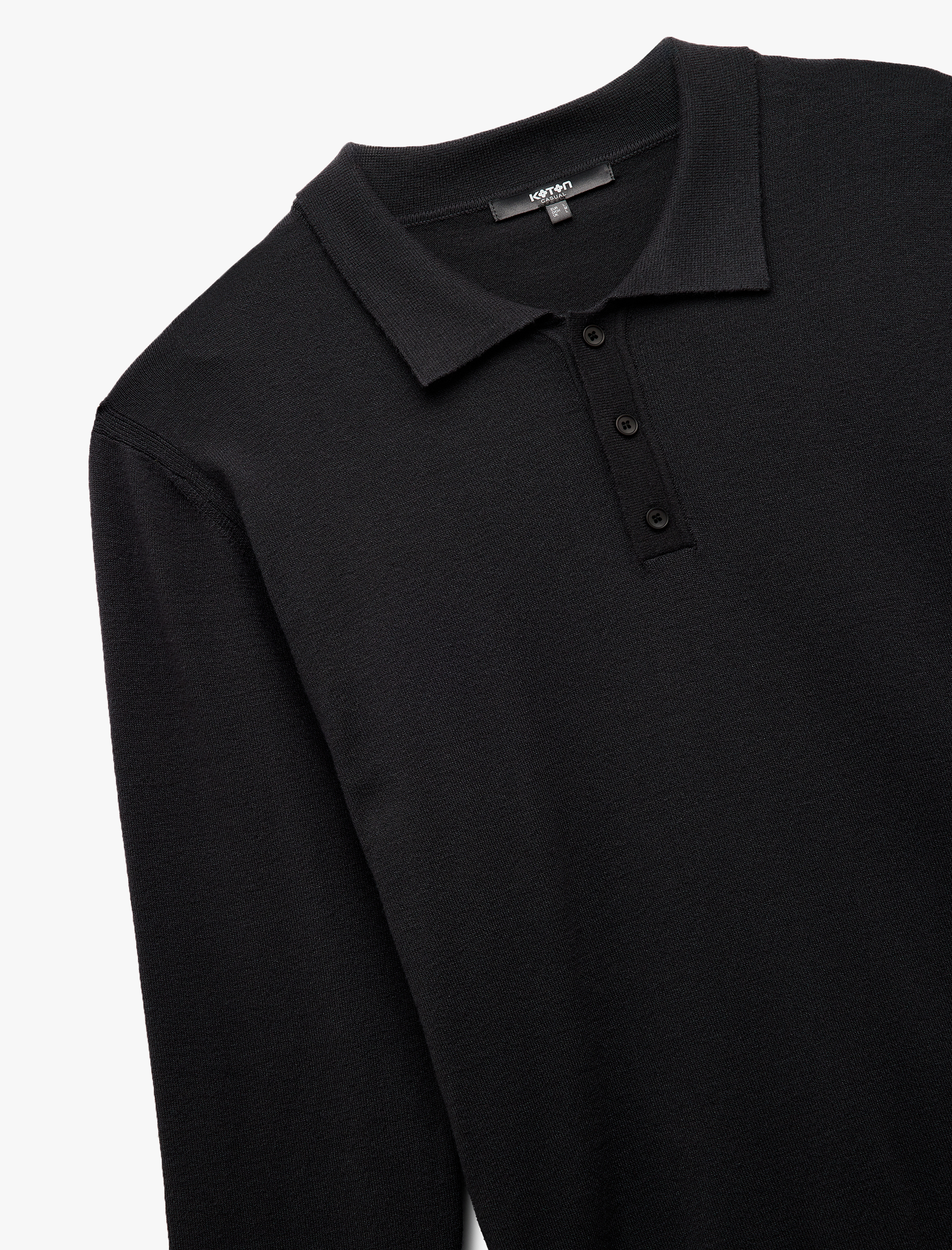 Uzun Kollu Düğmeli Polo Yaka Triko Kazak