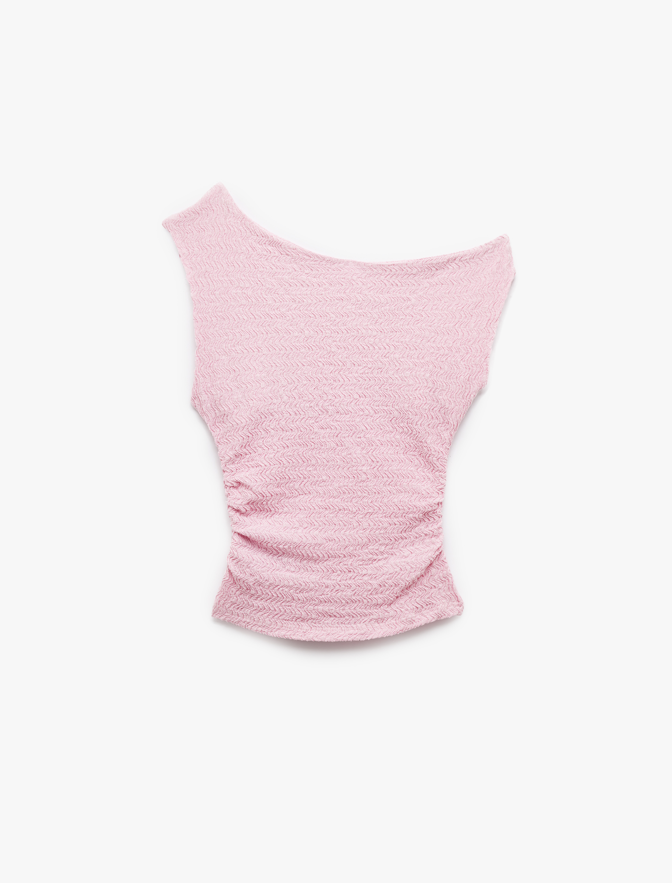   Drapeli Asimetrik Yaka Bürümcük Kolsuz Bluz