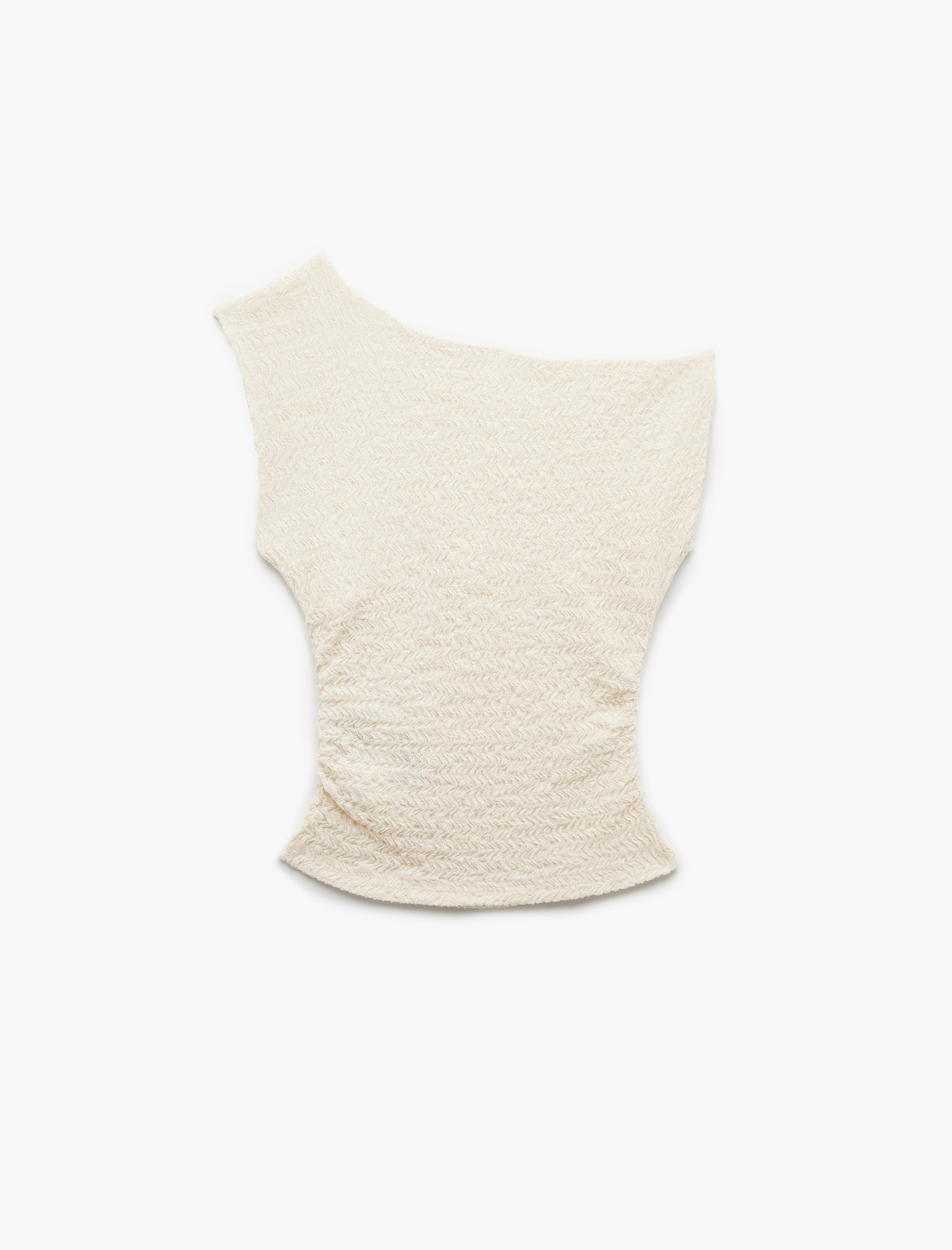   Drapeli Asimetrik Yaka Bürümcük Kolsuz Bluz