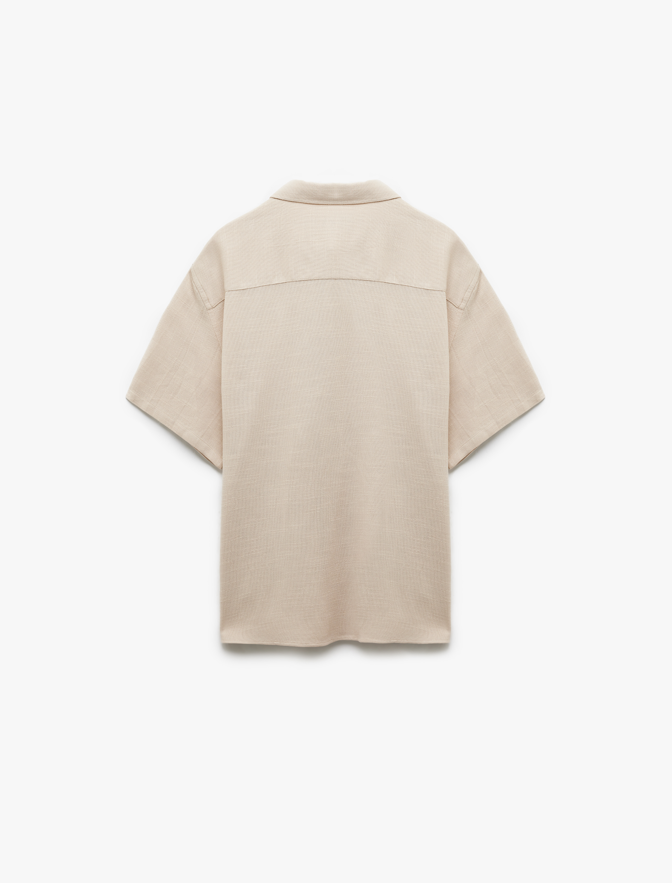   Regular Fit Dokulu Klasik Yaka Pamuk Viskon Karışımlı Kısa Kollu Gömlek