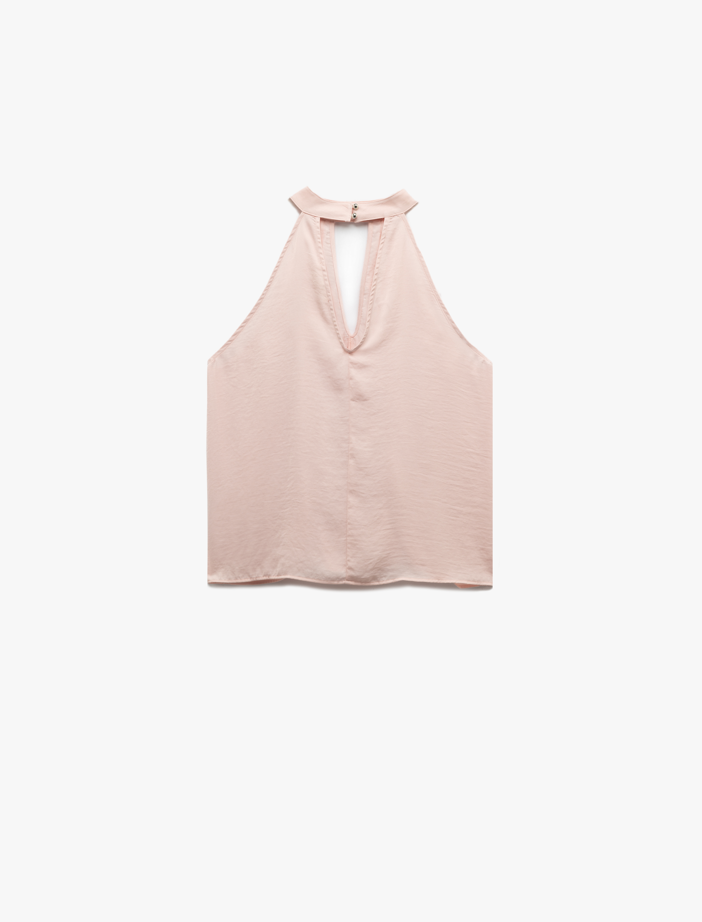   Aerobin Kumaş Kolsuz Halter Yaka Fırfırlı Bluz