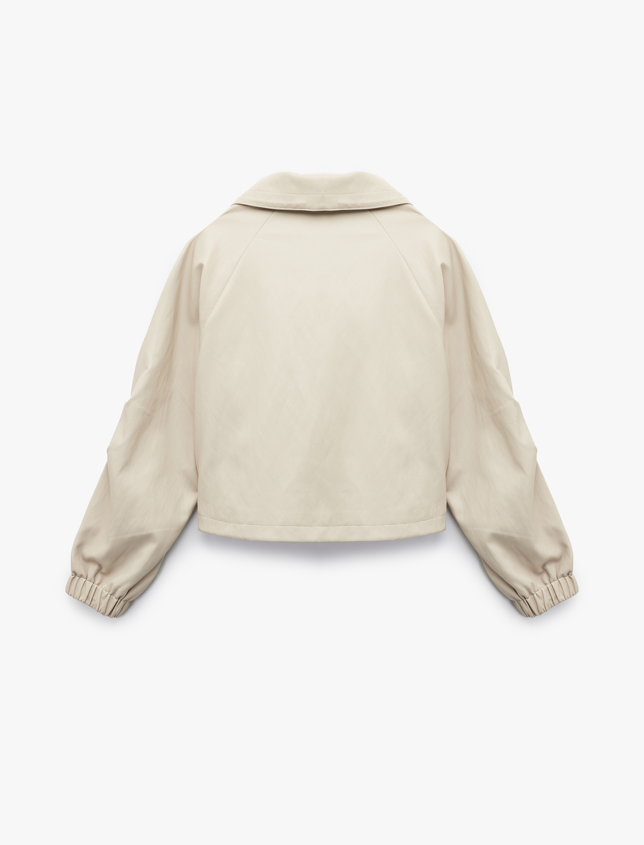   Uzun Kollu Dik Yaka Cep Detaylı Fermuarlı Oversize Viskon Ceket