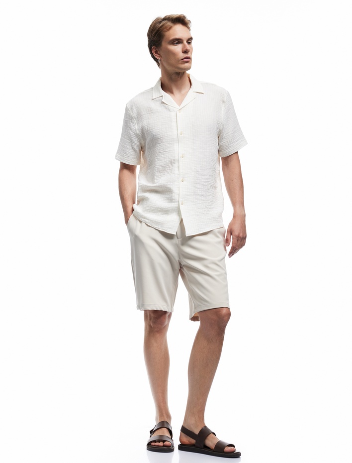  Düğmeli Bermuda Oversize Chino Şort