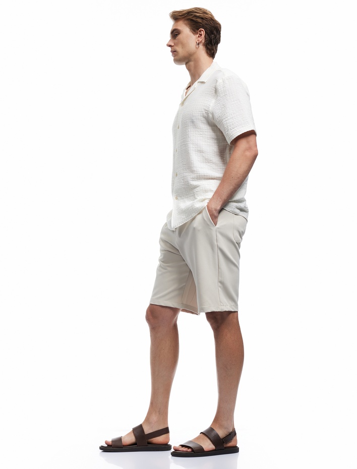  Düğmeli Bermuda Oversize Chino Şort