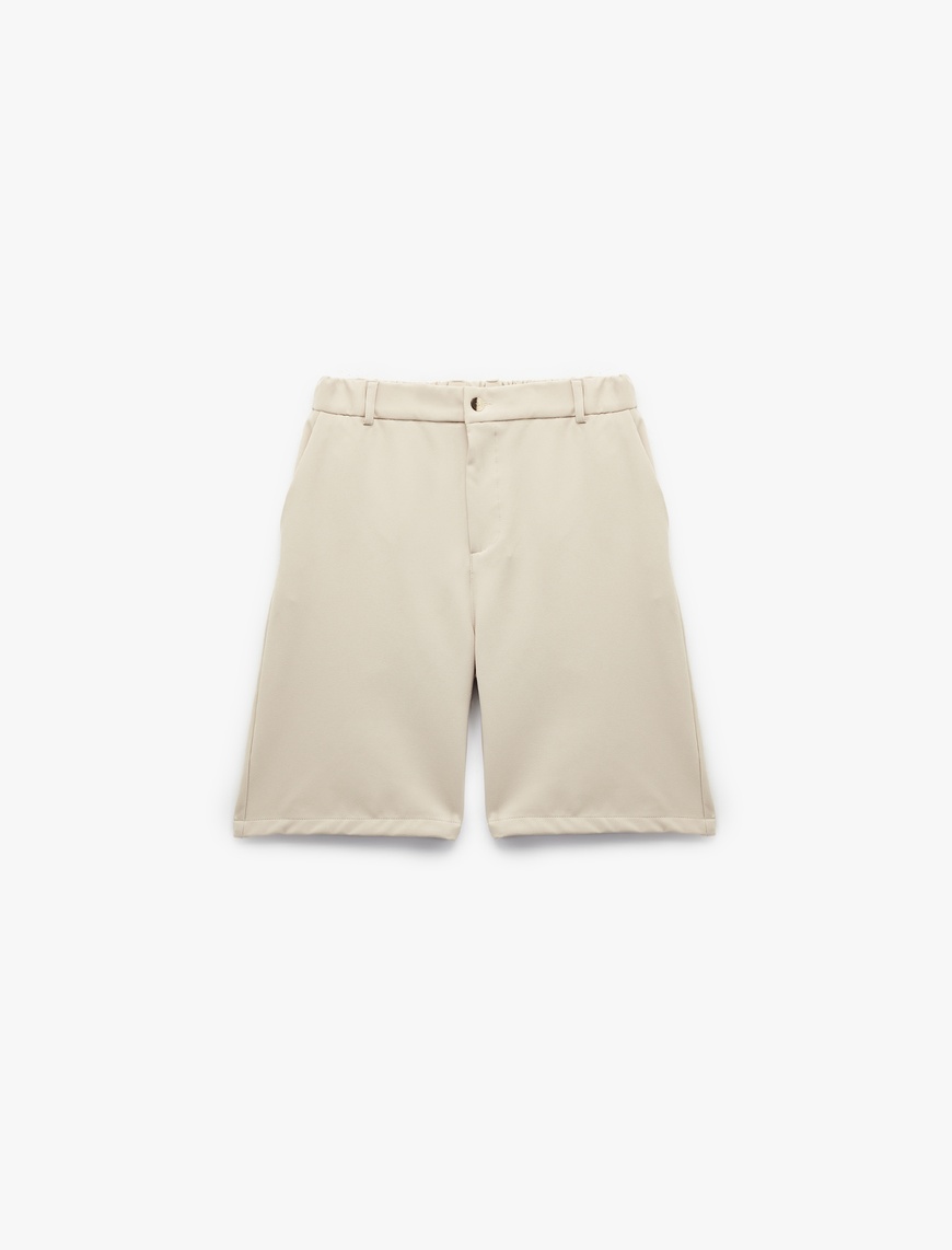   Düğmeli Bermuda Oversize Chino Şort