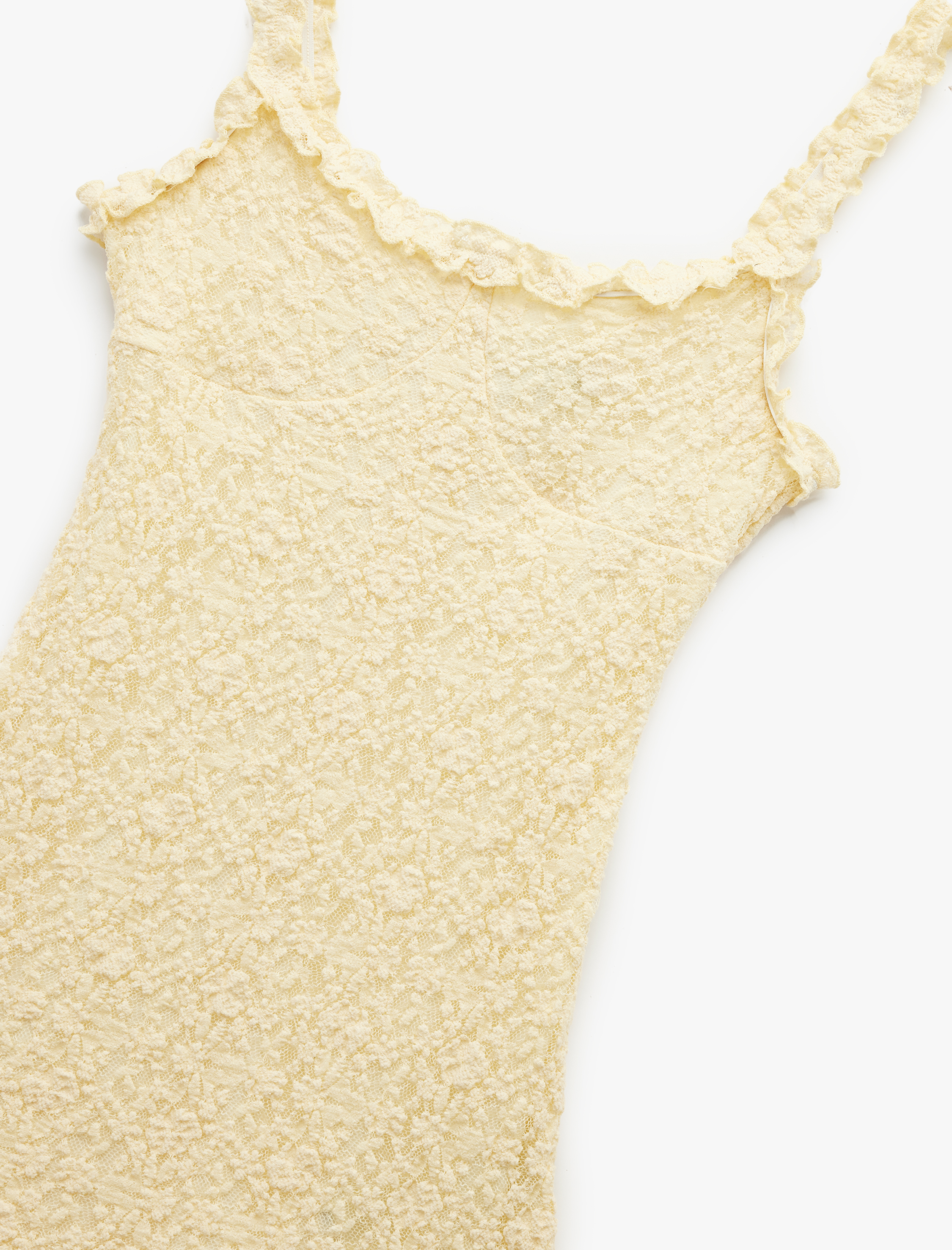   Koton X İnji - Kare Yaka Kolsuz Fırfır Detaylı Dantel Mini Elbise