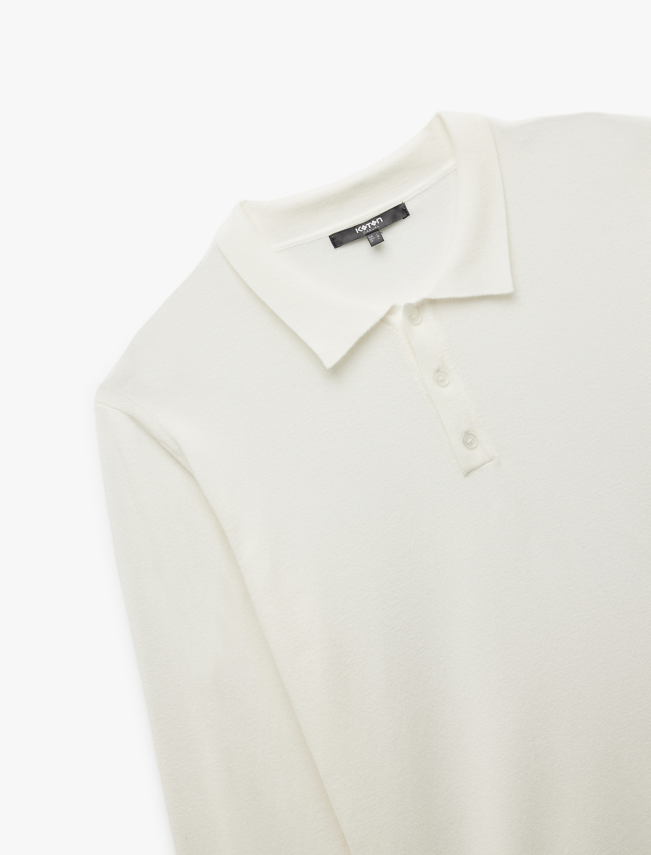 Uzun Kollu Düğmeli Polo Yaka Triko Kazak