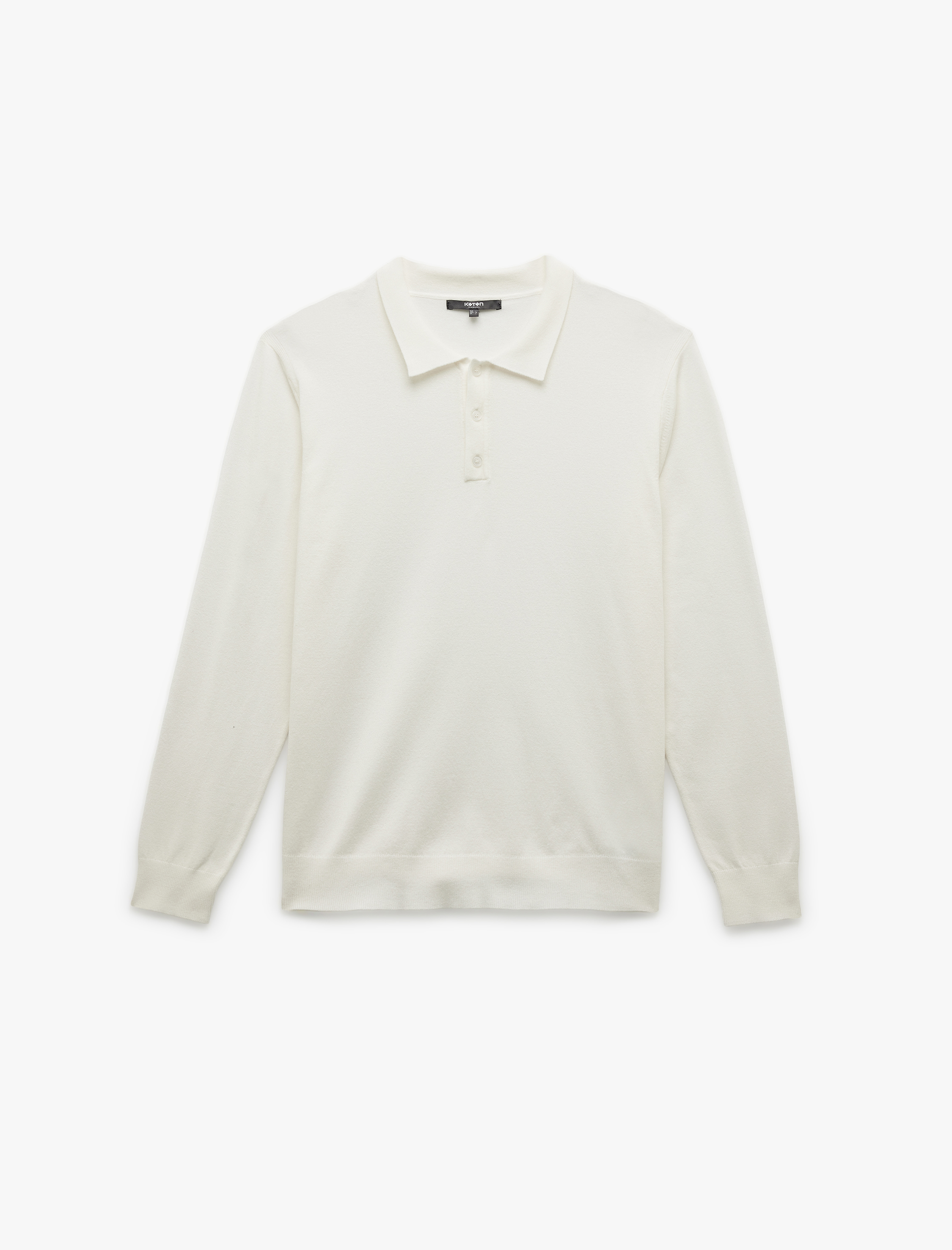 Uzun Kollu Düğmeli Polo Yaka Triko Kazak