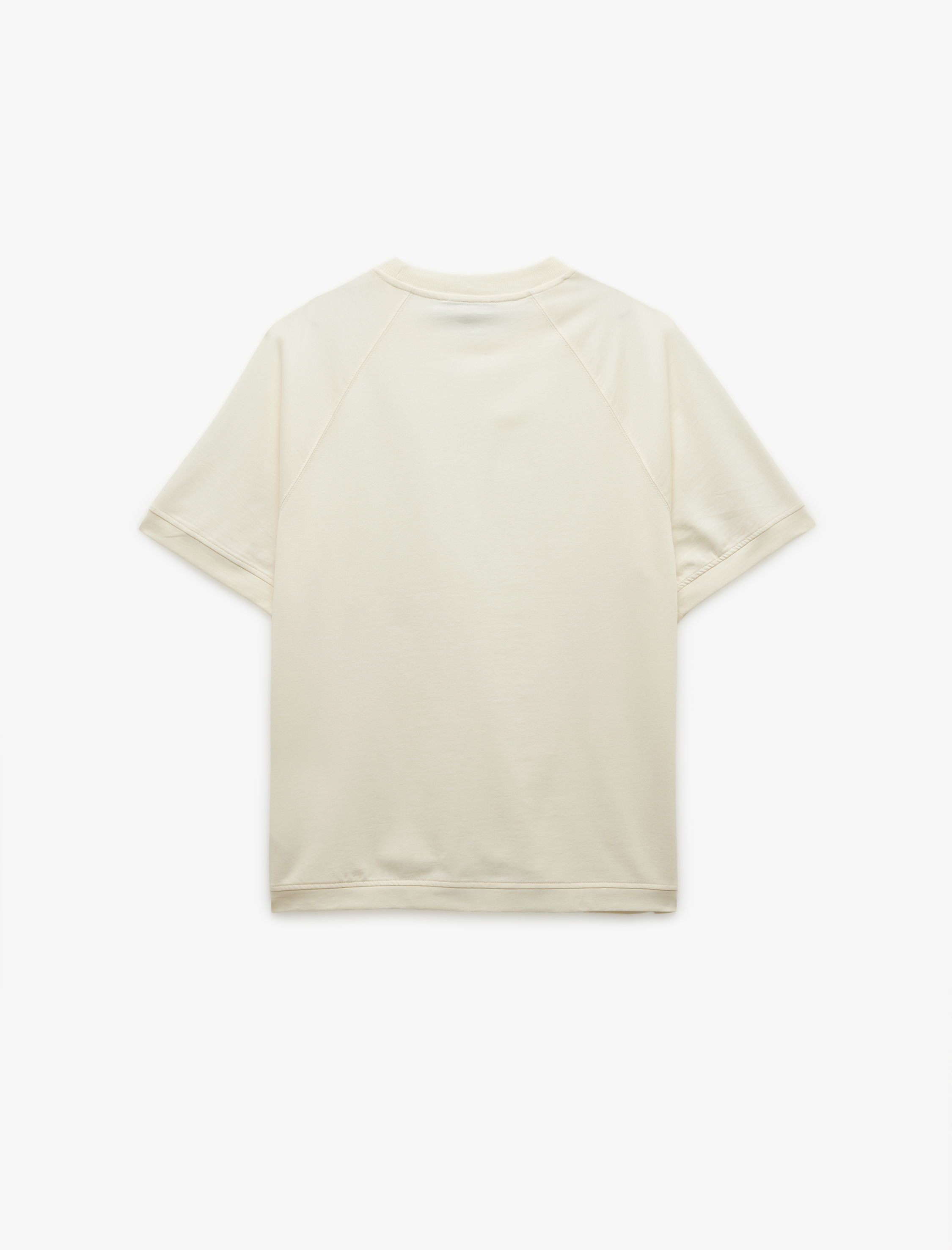   Kısa Kollu Pamuklu Dikiş Detaylı Tok Kumaş Regular Fit Bisiklet Yaka Tişört