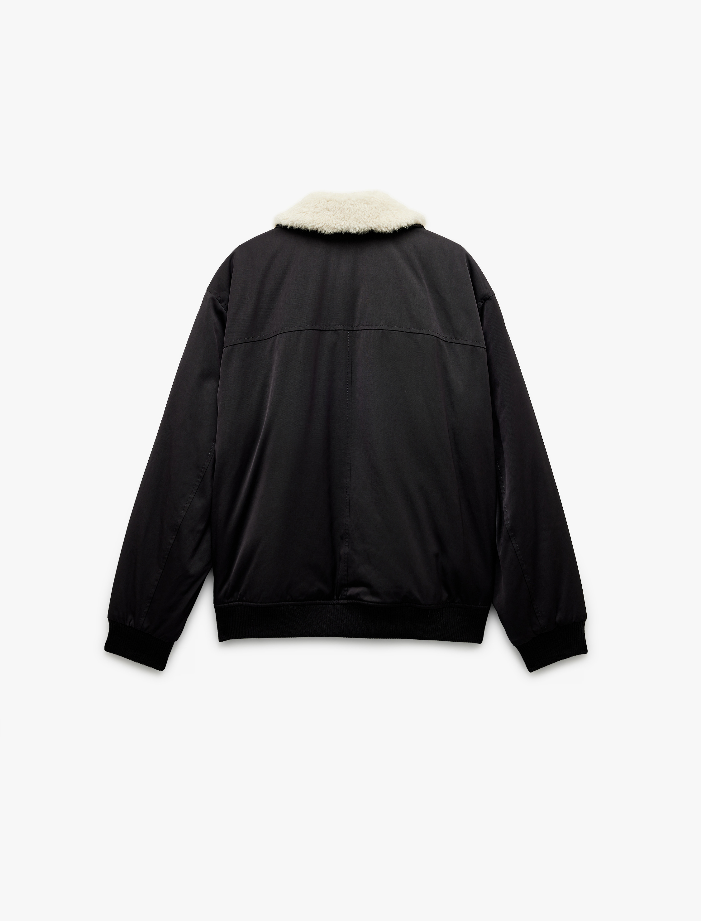 Uzun Kollu Cep Detaylı Fermuarlı Peluş Yaka Şişme Mont