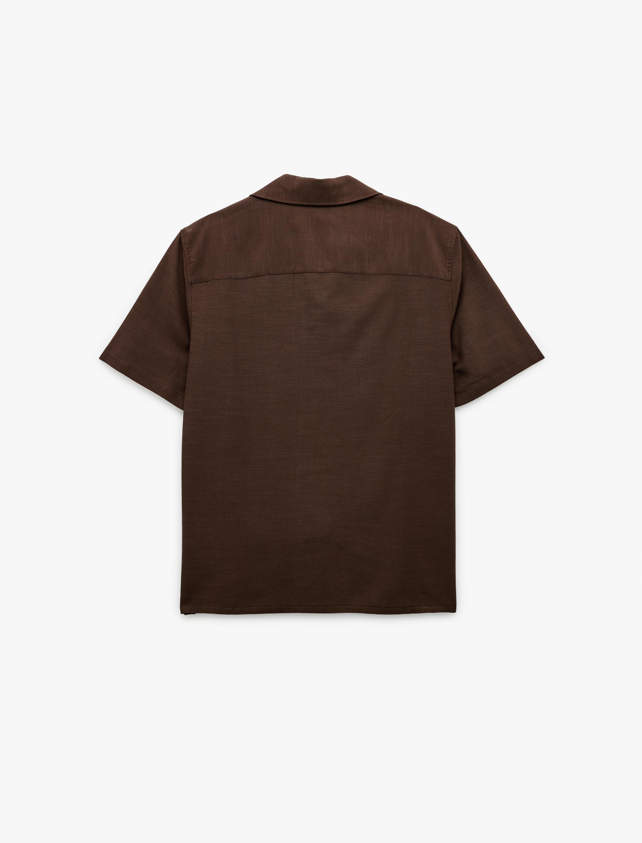   Pamuk Viskon Karışımlı Regular Fit Kısa Kollu Devrik Yaka Gömlek