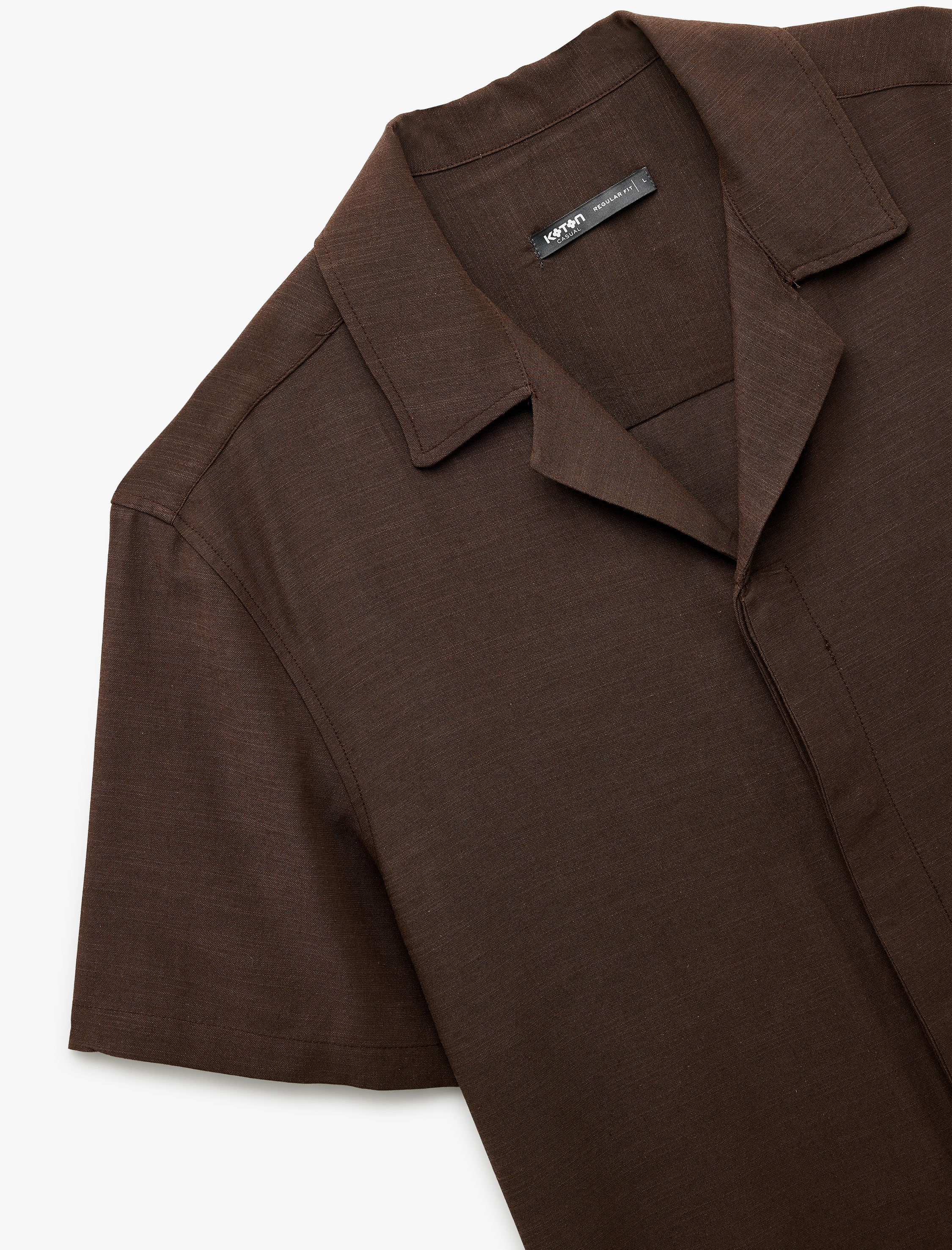   Pamuk Viskon Karışımlı Regular Fit Kısa Kollu Devrik Yaka Gömlek