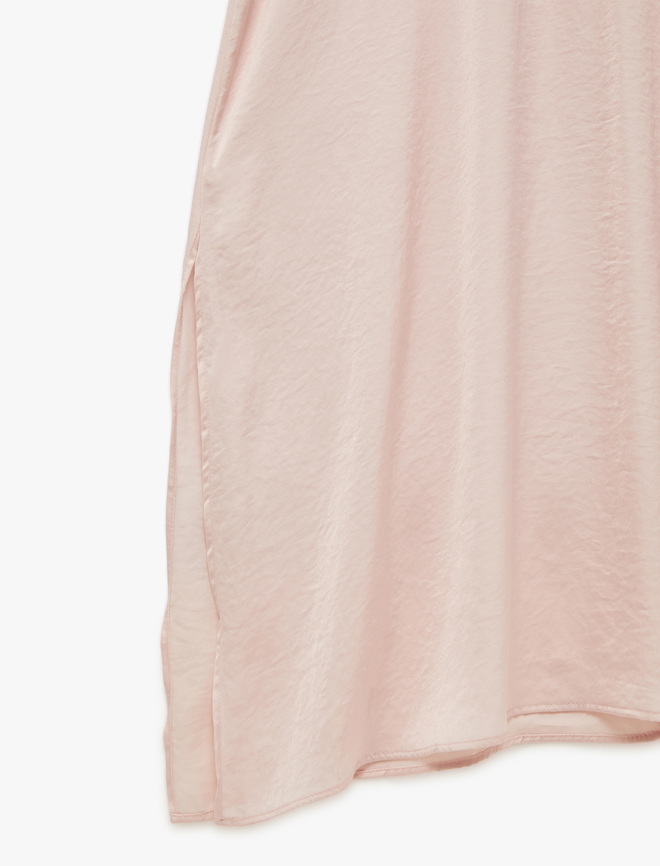   Aerobin Kumaş Bol Kalıp Kruvaze Yaka Yarım Yarasa Kollu Uzun Saten Elbise