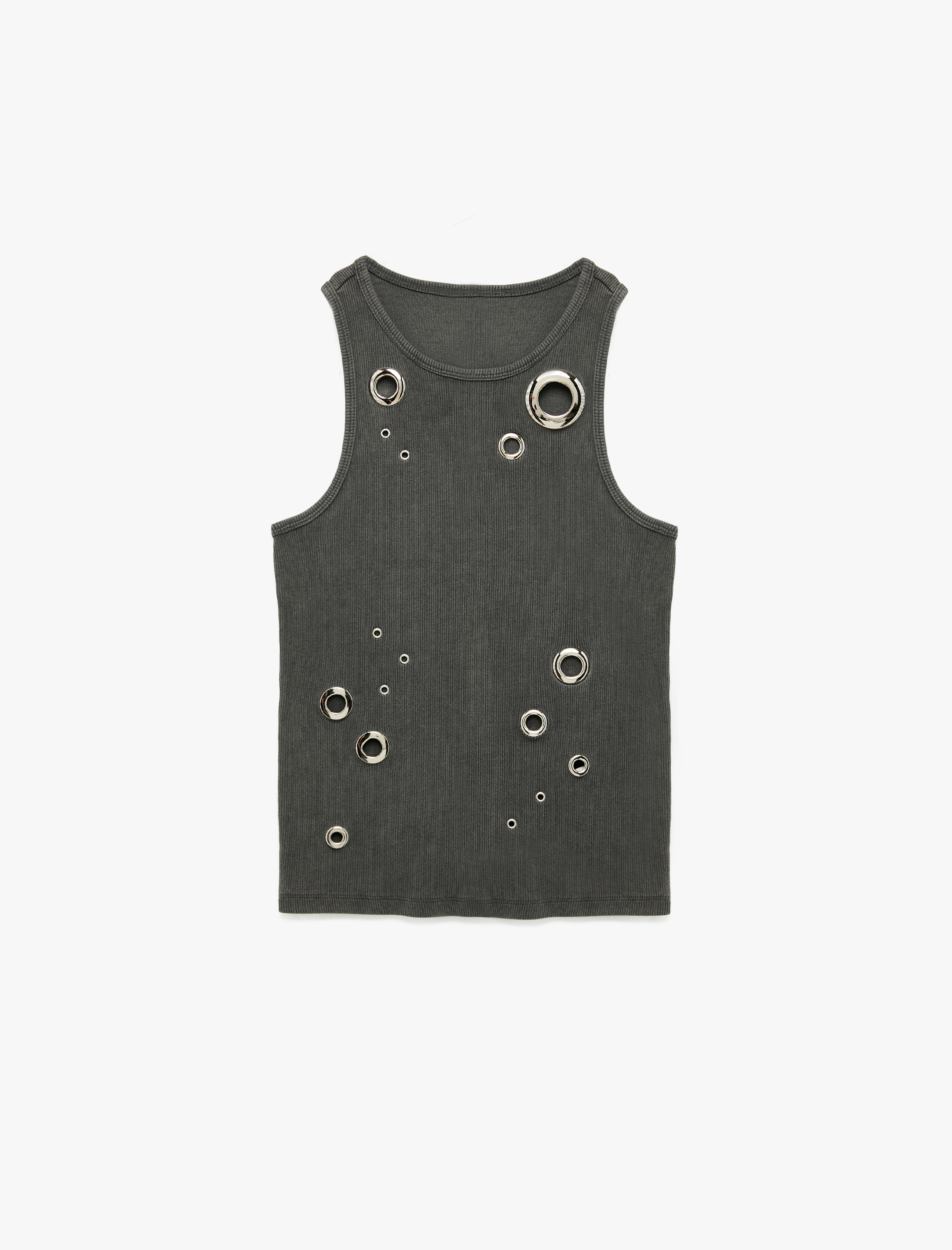   Koton X Zeynep Bastık - Slim Fit Bisiklet Yaka Kolsuz Kuşgözü Detaylı Atlet