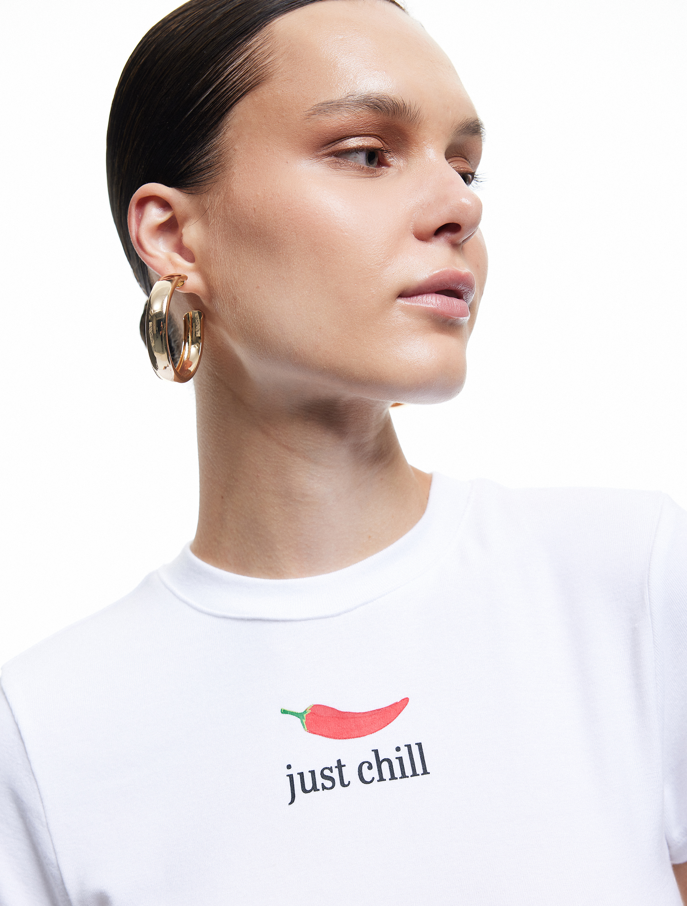   Koton X Zeynep Bastık - Kısa Kollu Bisiklet Yaka Biber Baskılı Crop Tişört