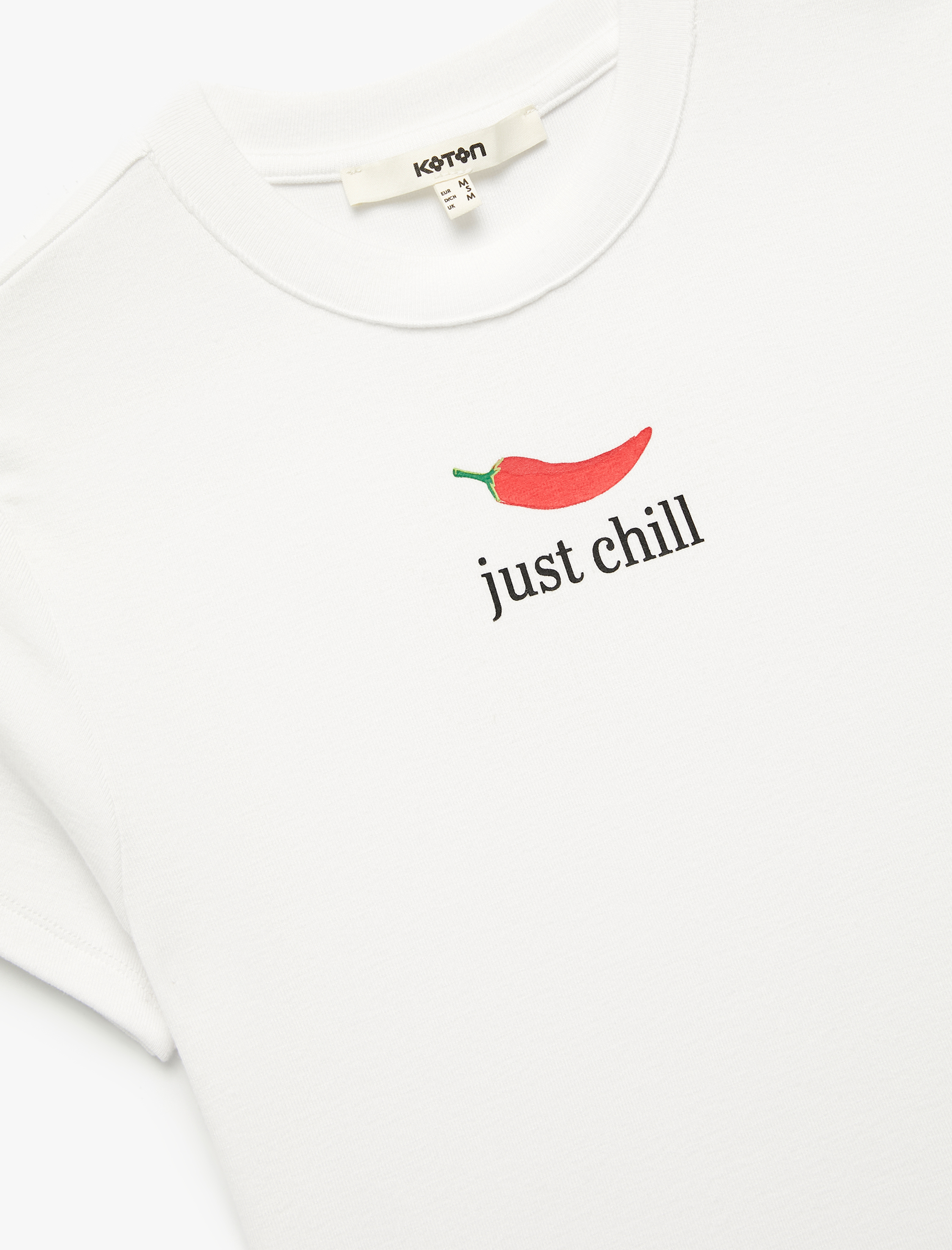   Koton X Zeynep Bastık - Kısa Kollu Bisiklet Yaka Biber Baskılı Crop Tişört