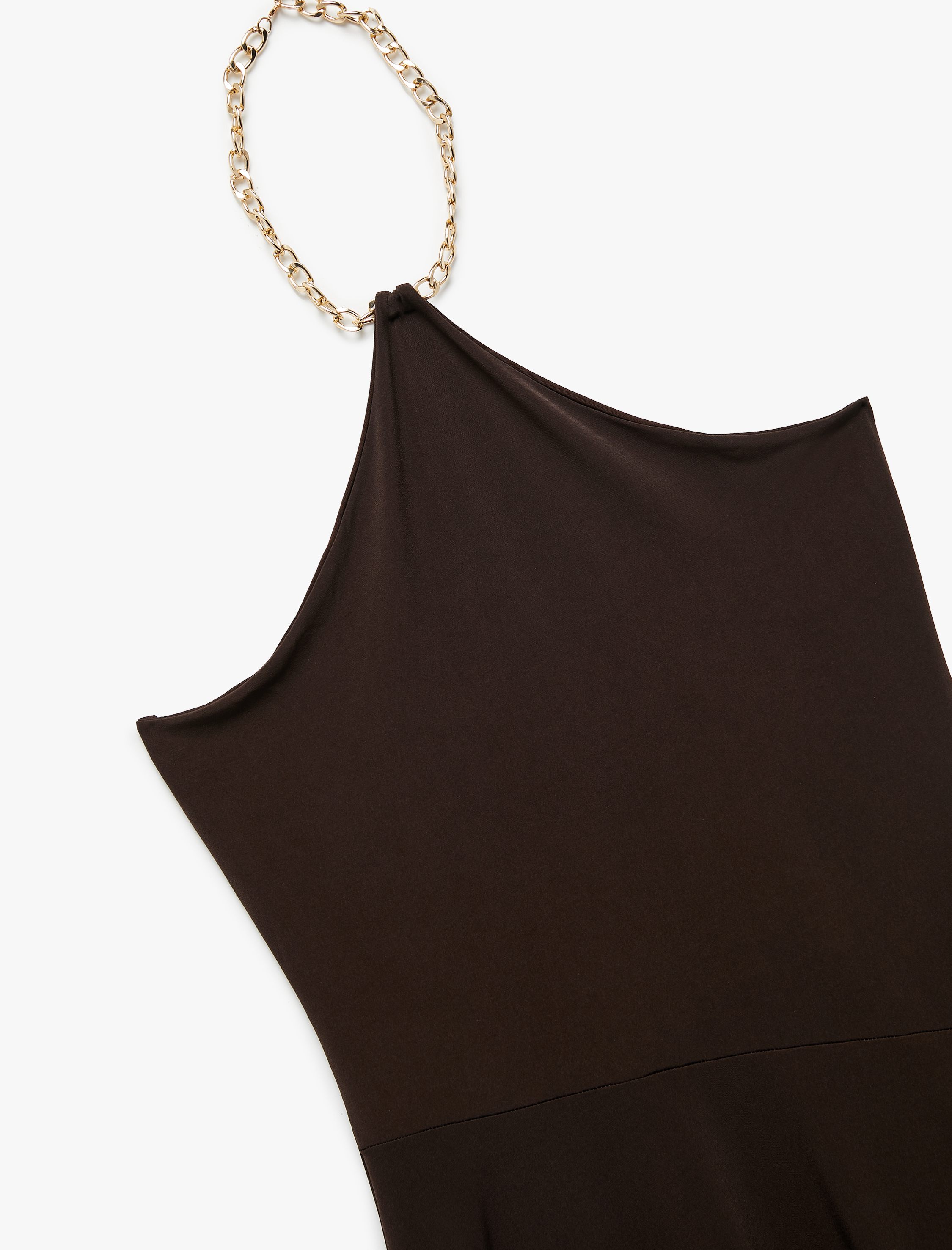   Koton X Zeynep Bastık - Slim Fit Asimetrik Kesim Aksesuar Detaylı Halter Yaka Mini Elbise