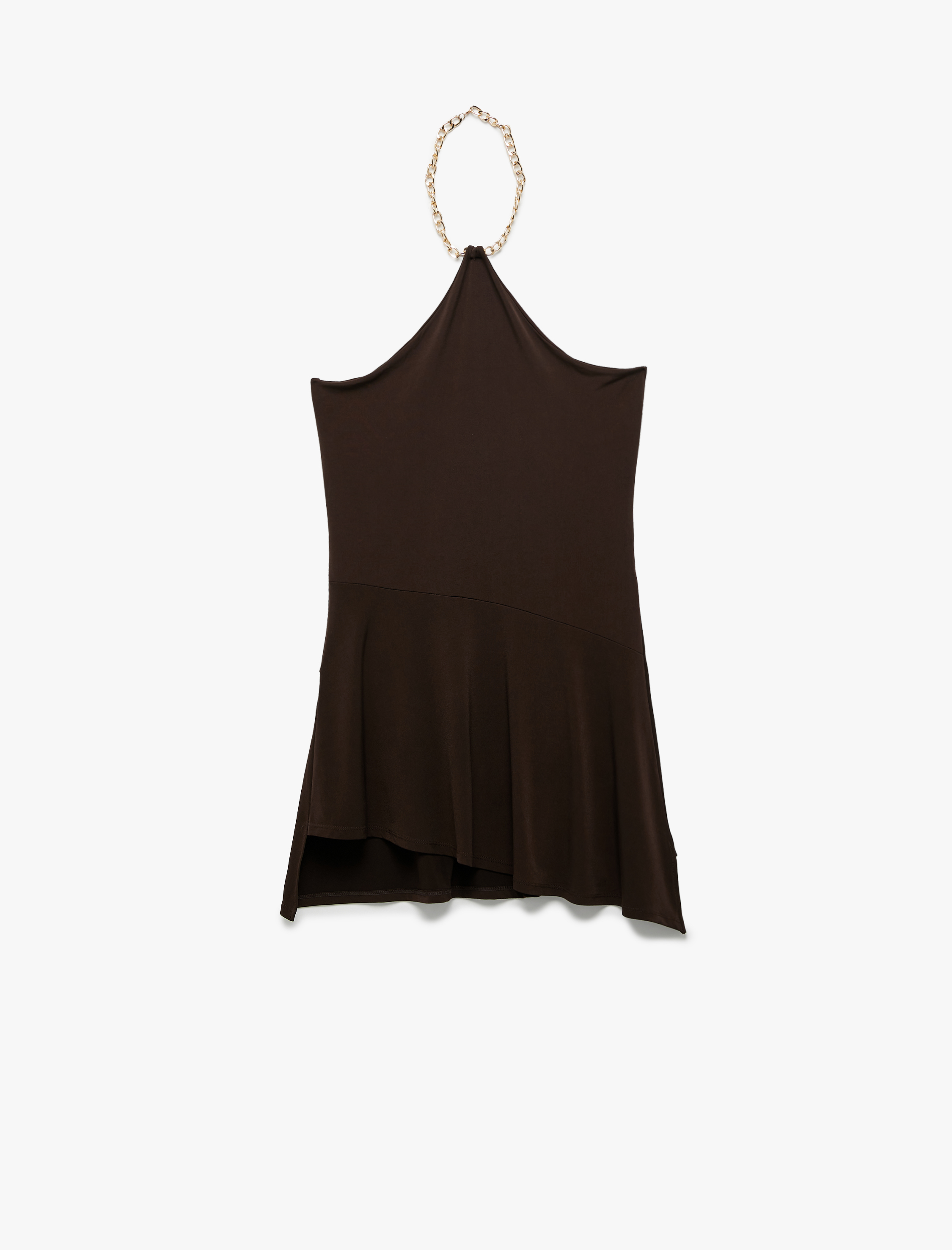   Koton X Zeynep Bastık - Slim Fit Asimetrik Kesim Aksesuar Detaylı Halter Yaka Mini Elbise