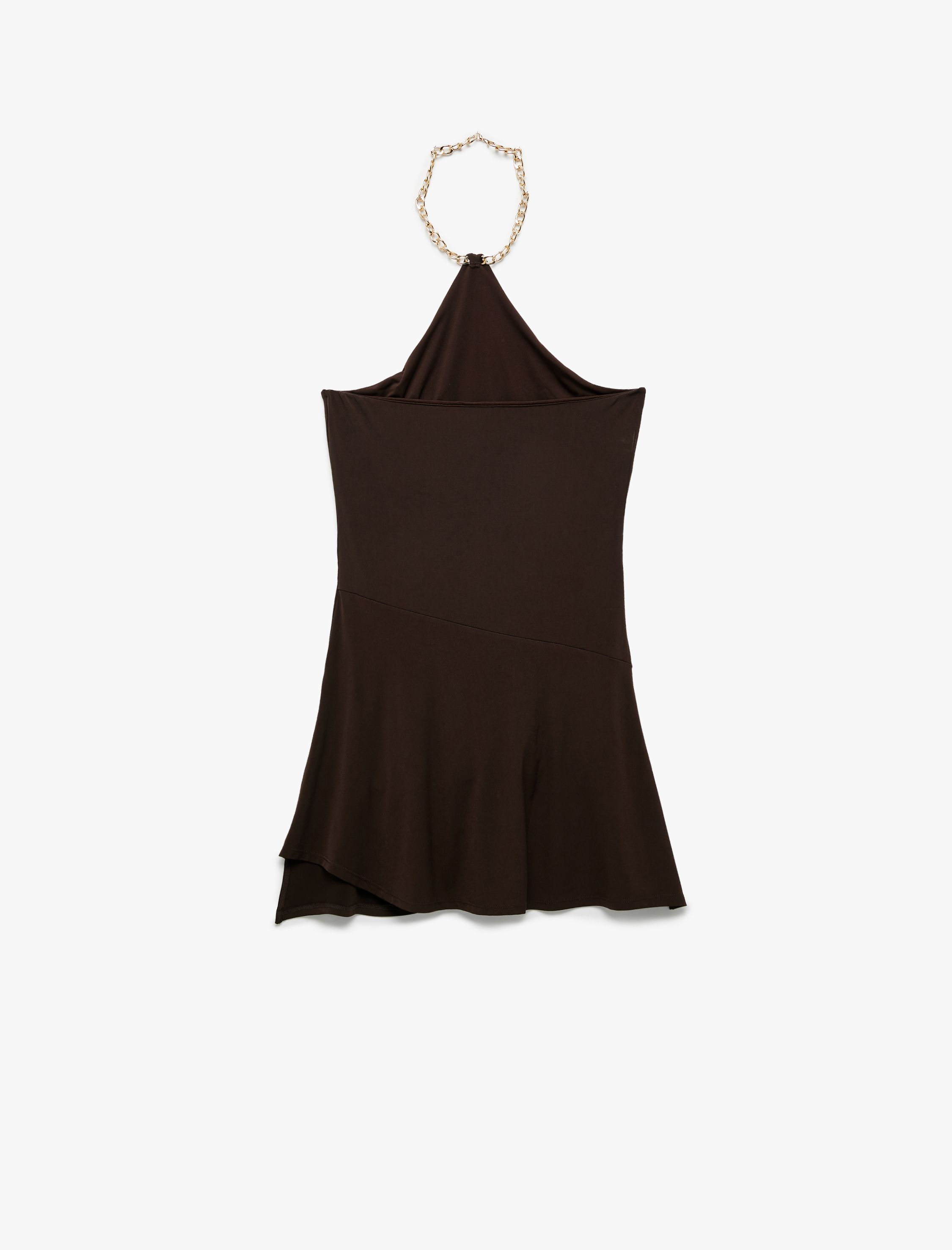   Koton X Zeynep Bastık - Slim Fit Asimetrik Kesim Aksesuar Detaylı Halter Yaka Mini Elbise