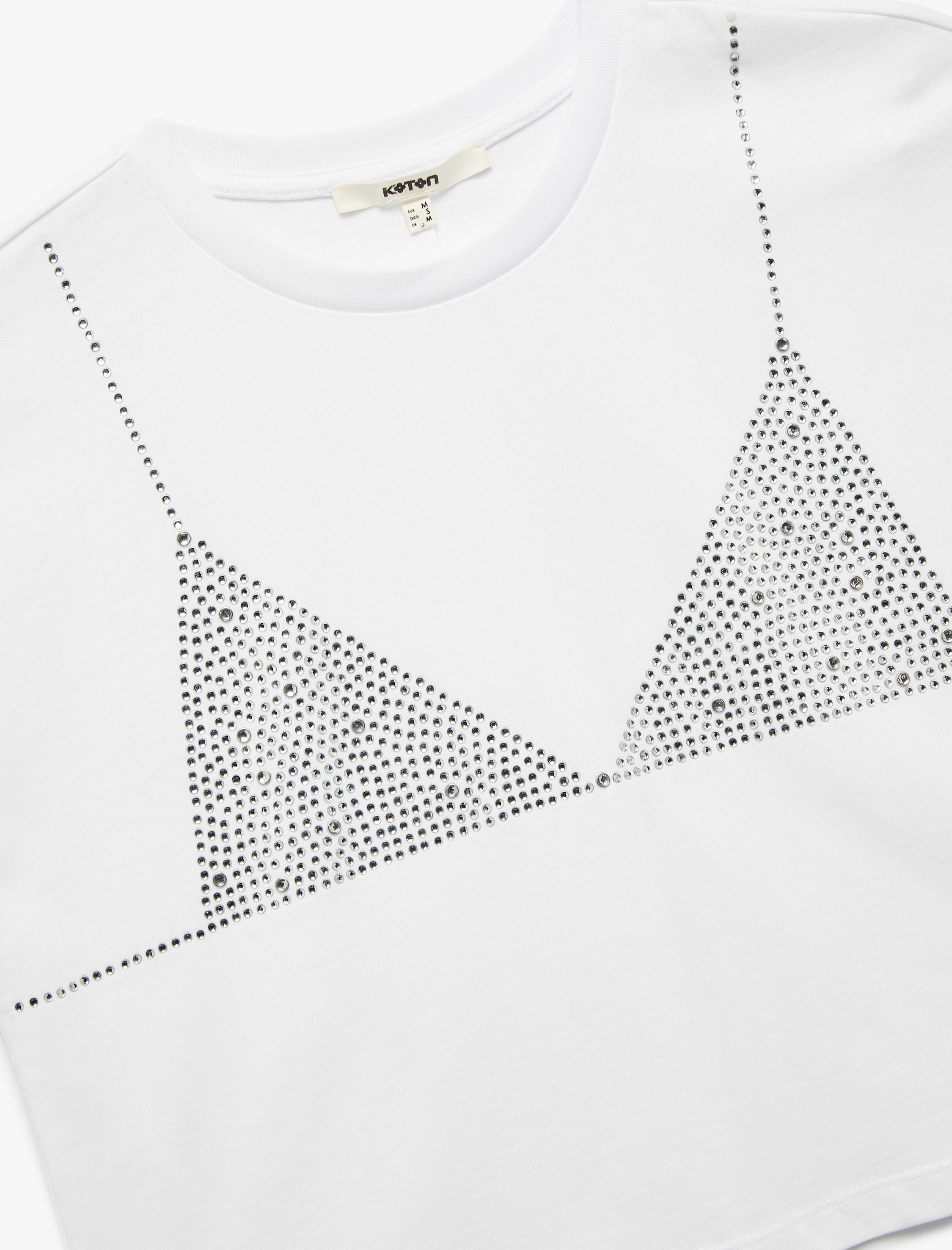   Koton X Zeynep Bastık - Kısa Kap Kollu Bisiklet Yaka Taş Detaylı Tişört