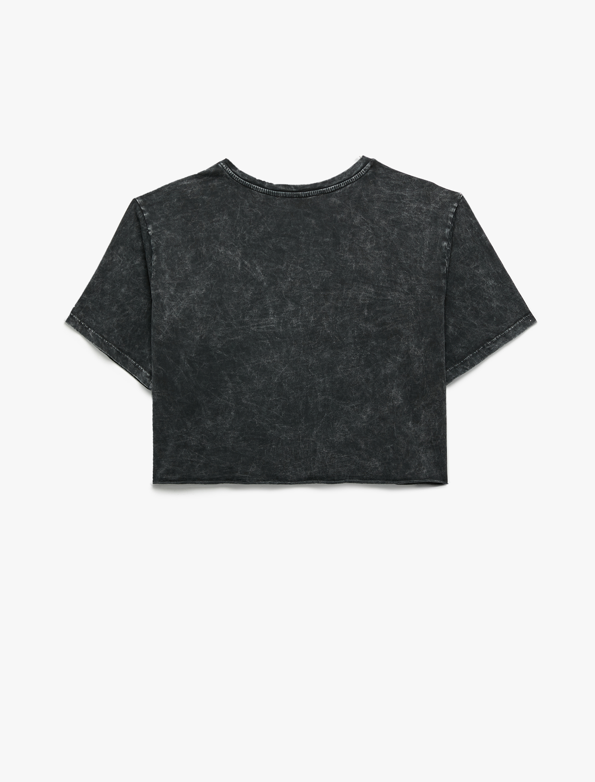   Koton X Zeynep Bastık - Slim Fit Bisiklet Yaka Kısa Kollu Yıldız Desenli Taşlı Crop Tişört