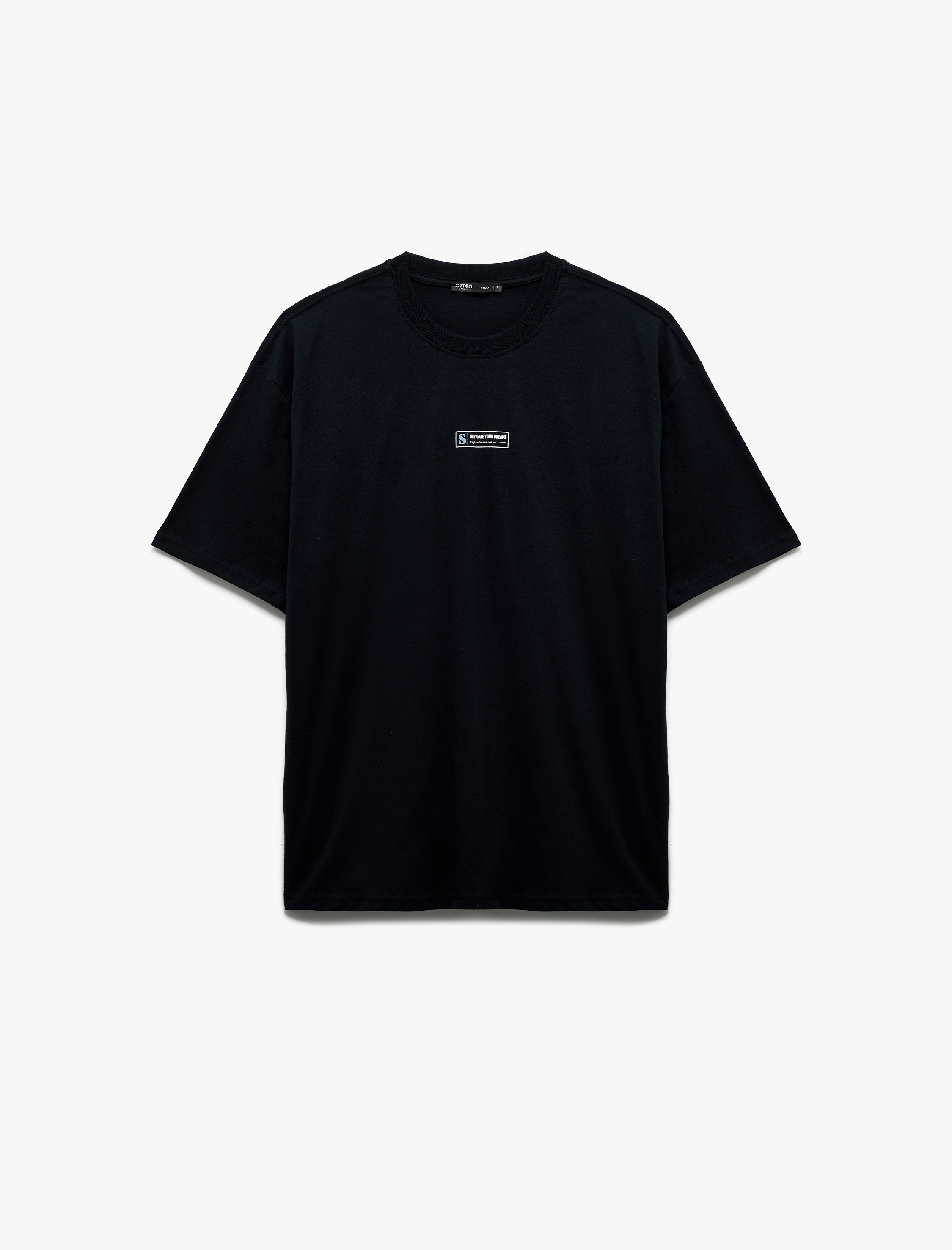   Pamuklu Kısa Kollu Bisiklet Yaka Oversize Arkası Baskılı Tişört