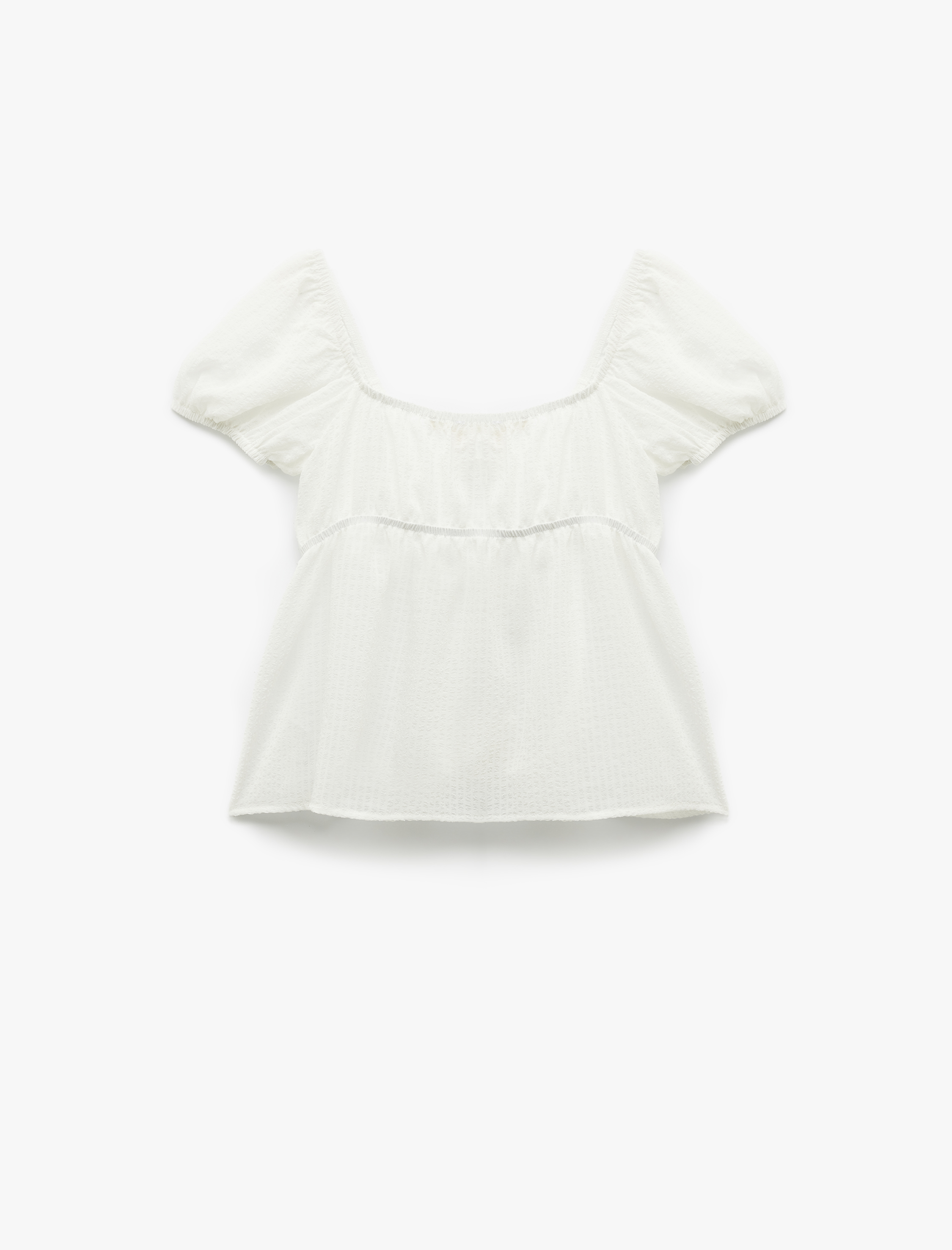   Kısa Kollu Balon Kollu Önden Bağlamalı Fiyonklu Bluz