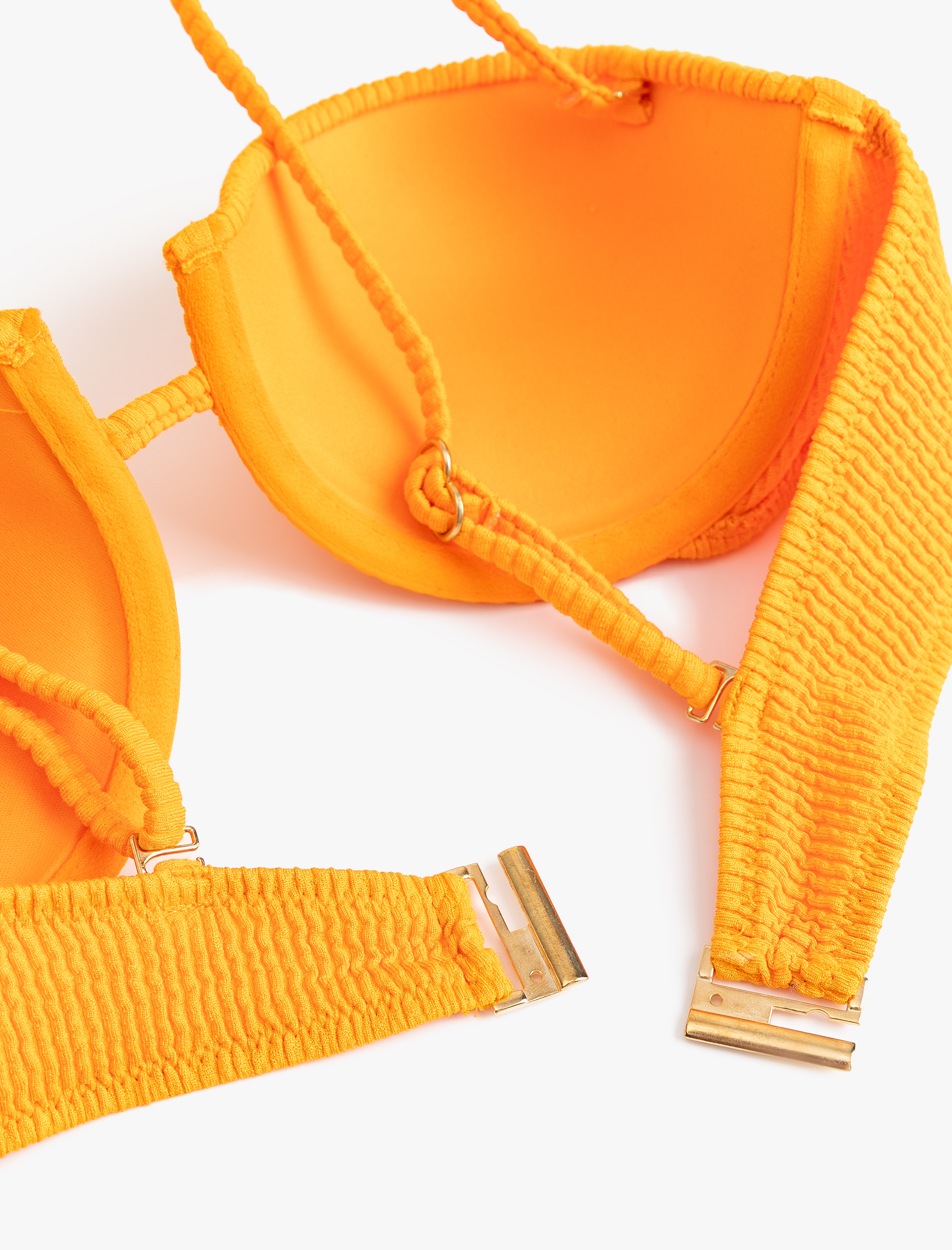   Çıkarılabilir Askılı Dokulu Balenli Straplez Bikini Üst