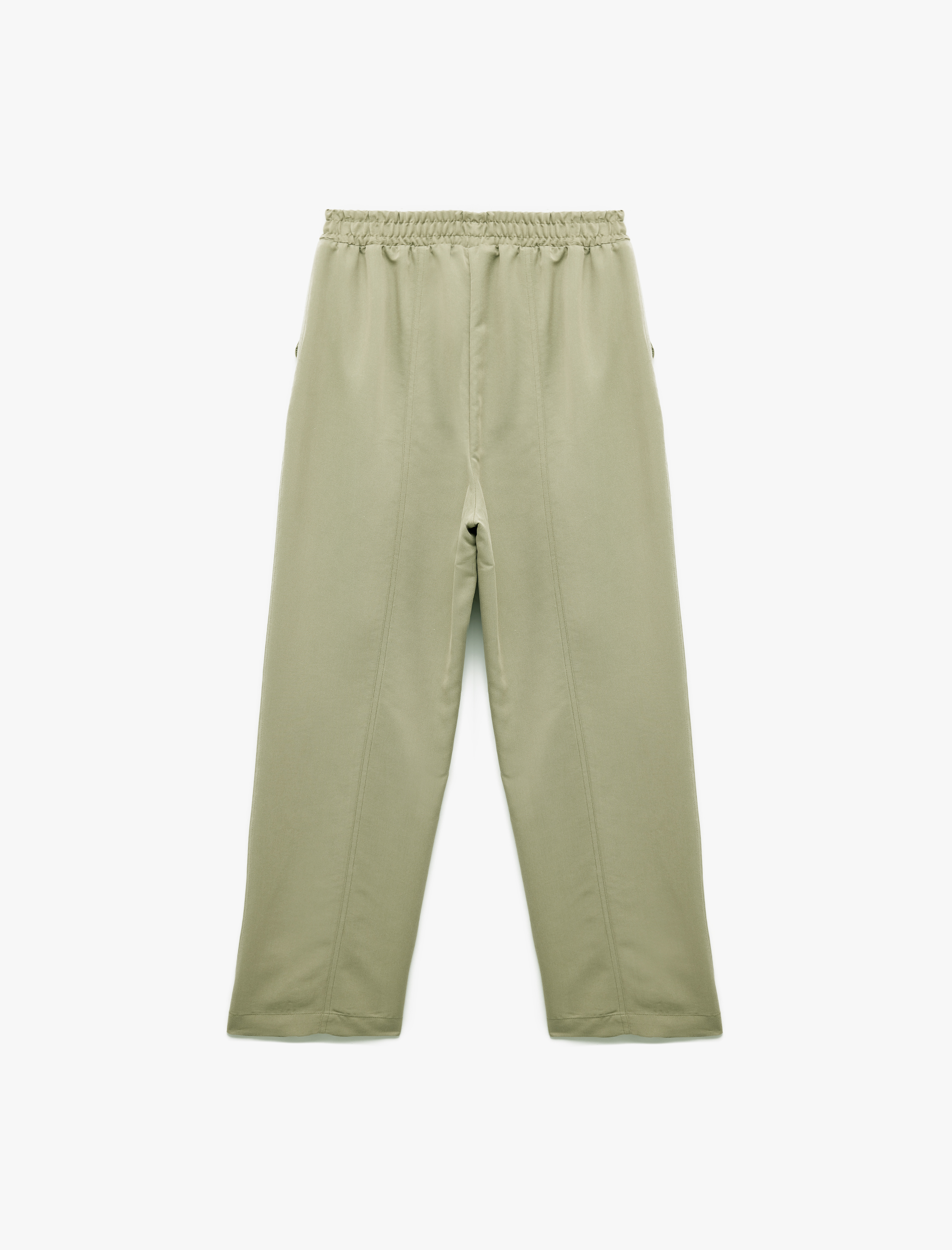   Modal Karışımlı Beli Lastikli Cepli Bol Düz Paça Pantolon