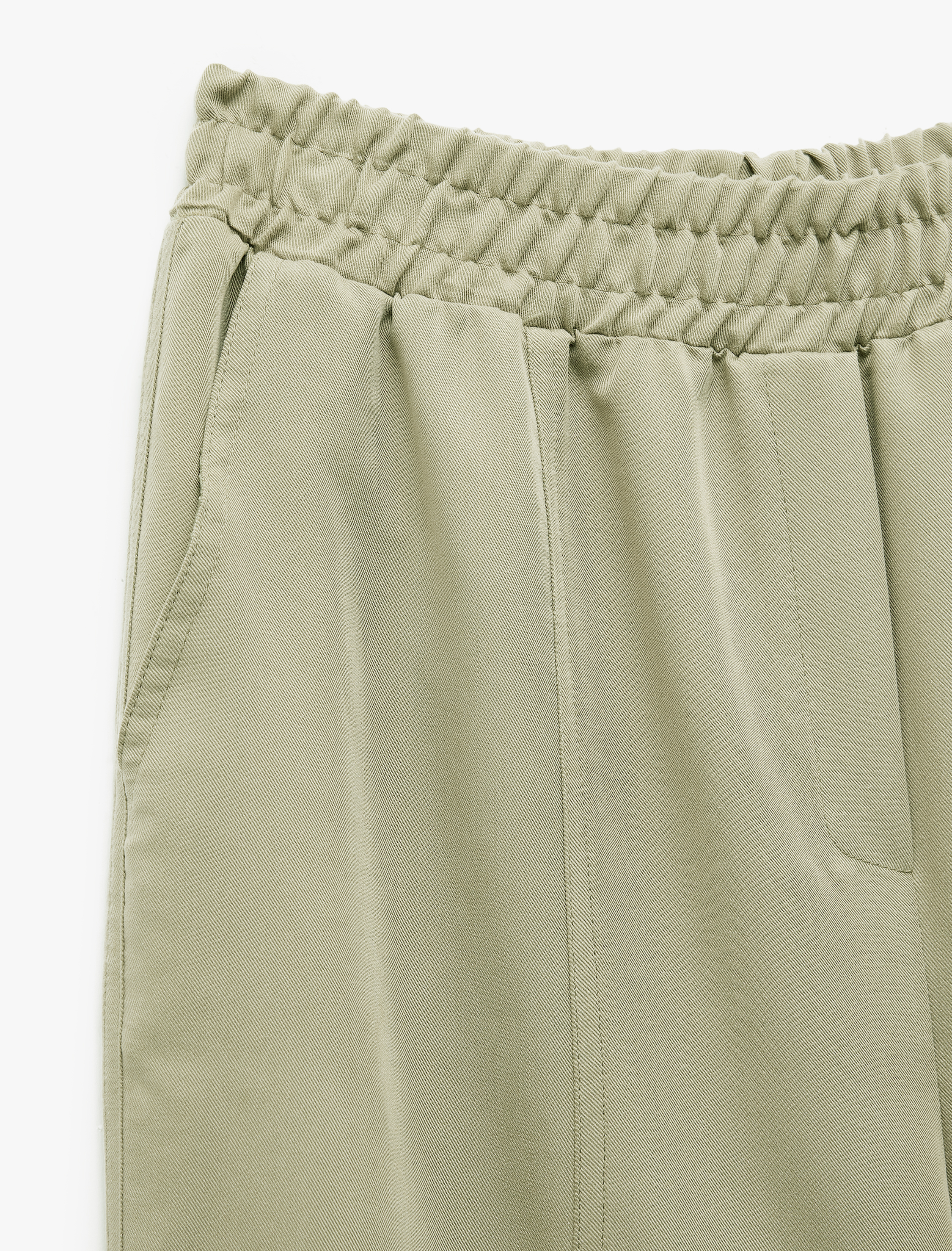   Modal Karışımlı Beli Lastikli Cepli Bol Düz Paça Pantolon