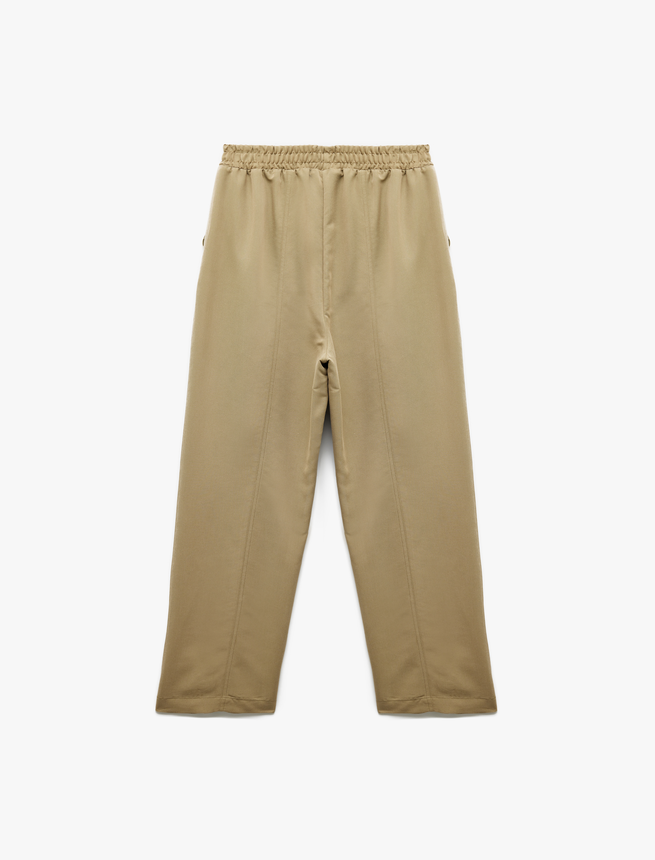   Modal Karışımlı Beli Lastikli Cepli Bol Düz Paça Pantolon