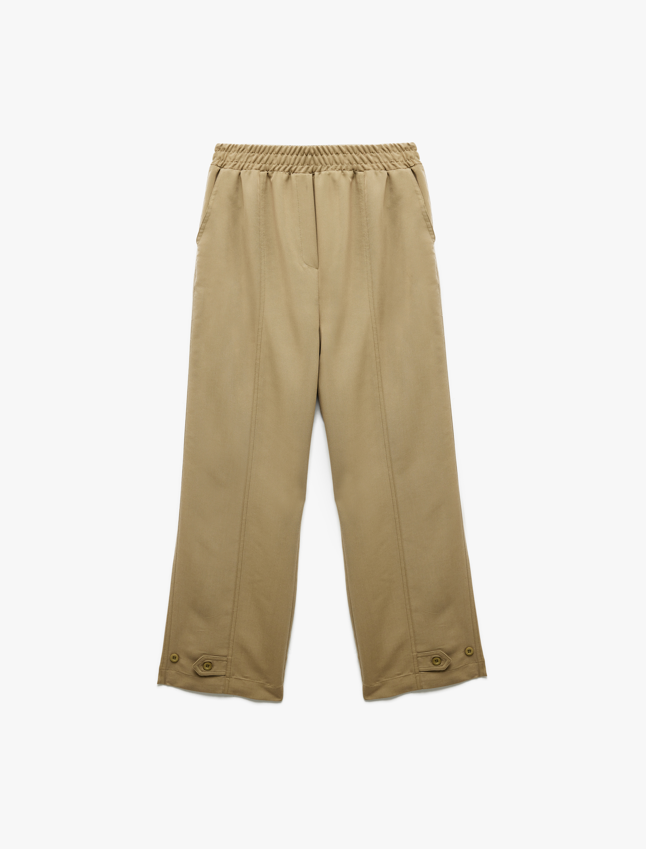   Modal Karışımlı Beli Lastikli Cepli Bol Düz Paça Pantolon