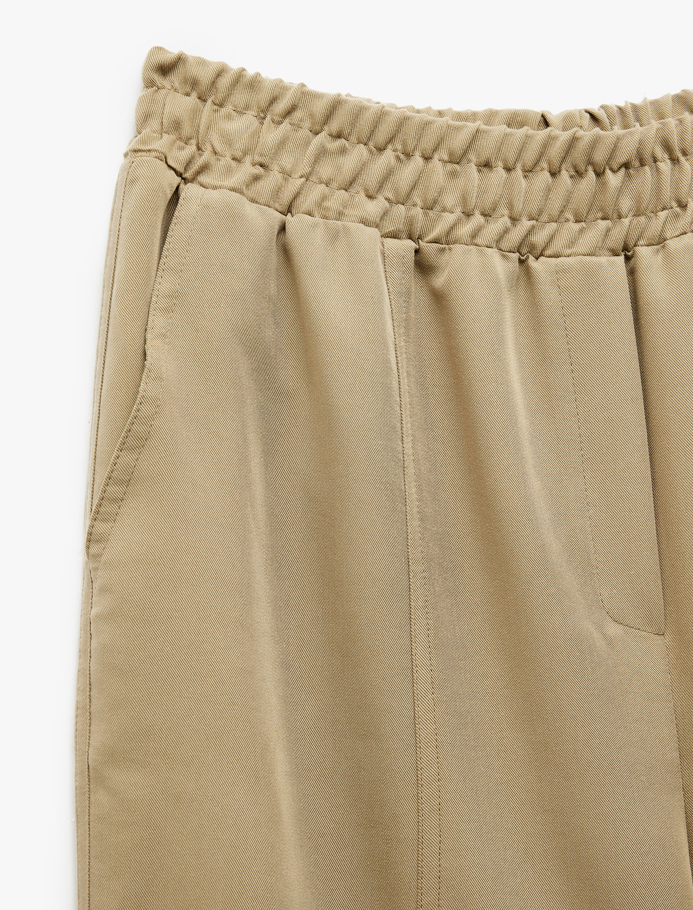   Modal Karışımlı Beli Lastikli Cepli Bol Düz Paça Pantolon