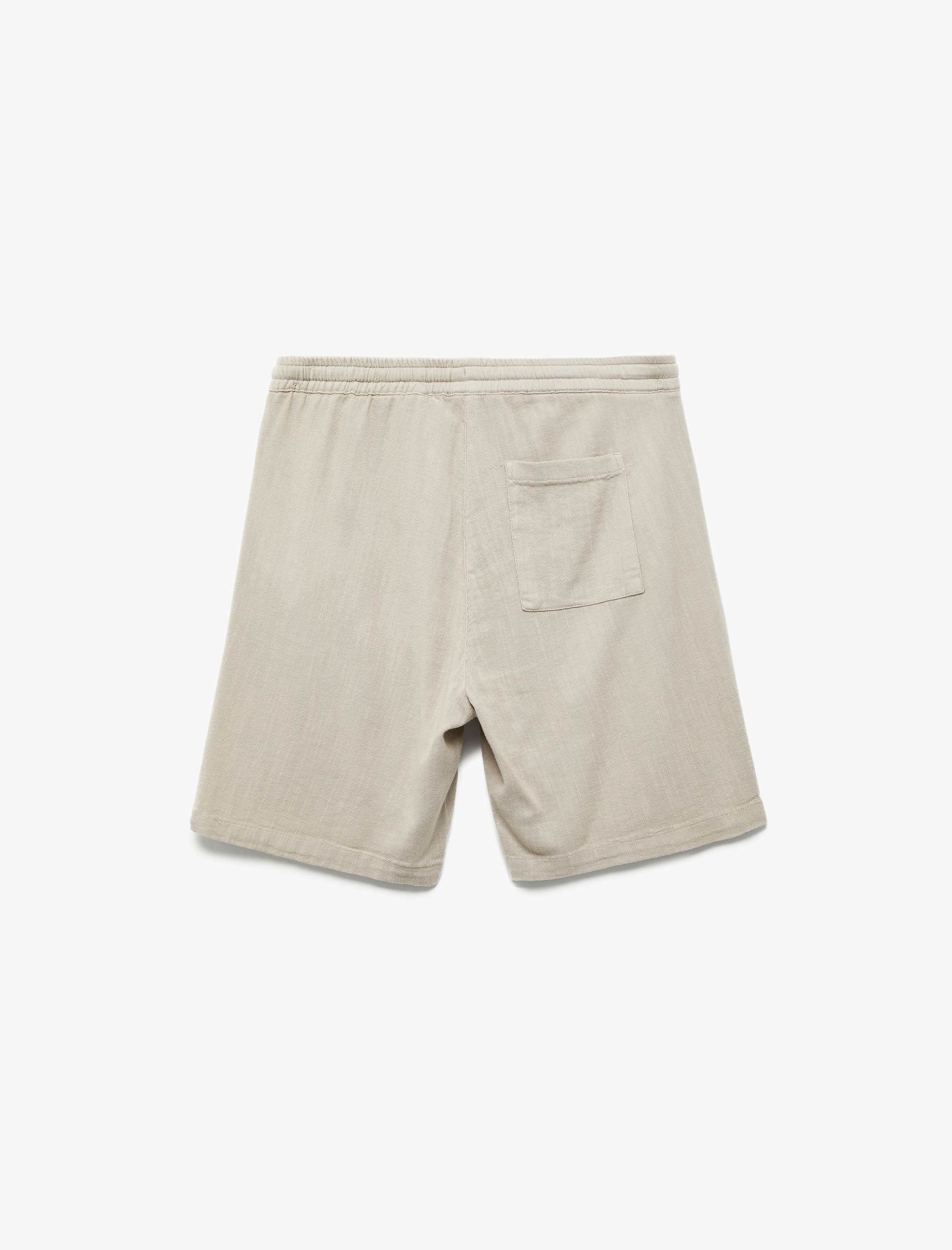   Pamuk ve Viskon Karışımlı Cep Detaylı Bermudalı Beli Bağcıklı Şort