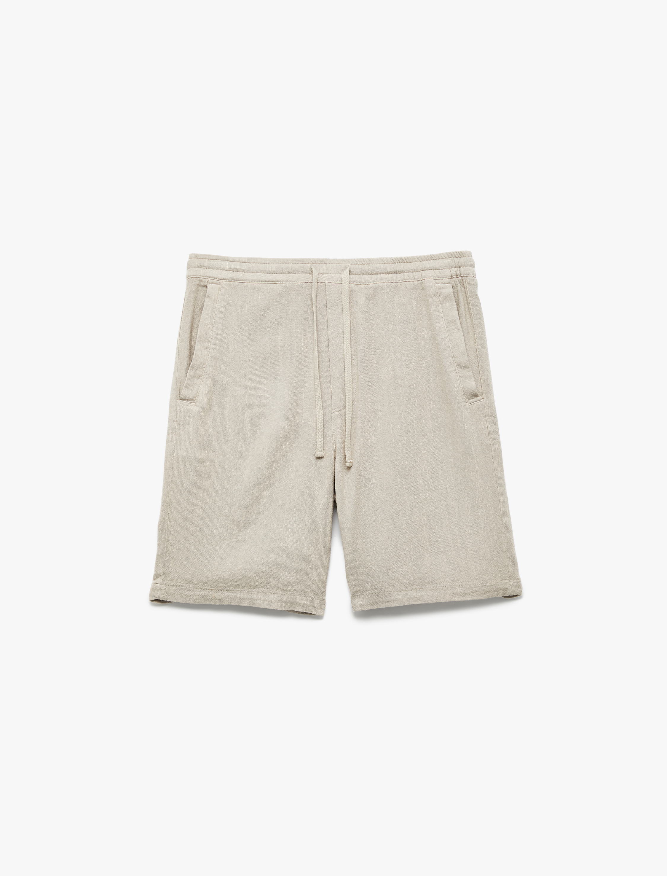   Pamuk ve Viskon Karışımlı Cep Detaylı Bermudalı Beli Bağcıklı Şort