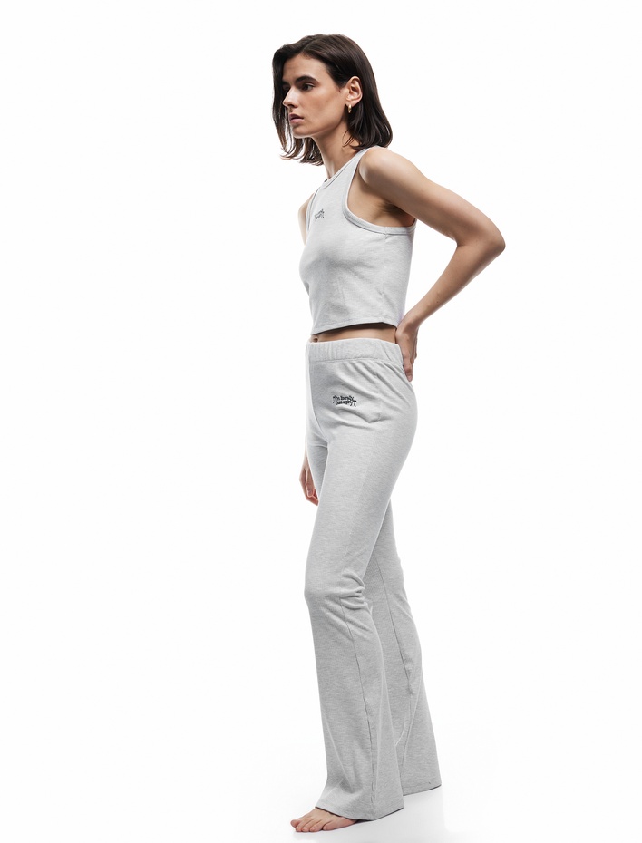  Normal Bel Dar Kesim İşleme Detaylı Ribanalı Pijama Altı