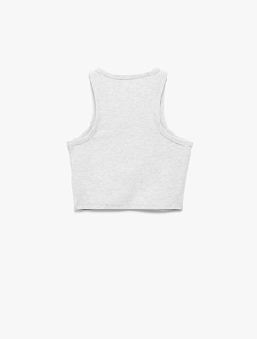 Slim Fit Nakış Detaylı Crop Halter Yaka Atlet Pijama Üstü_1