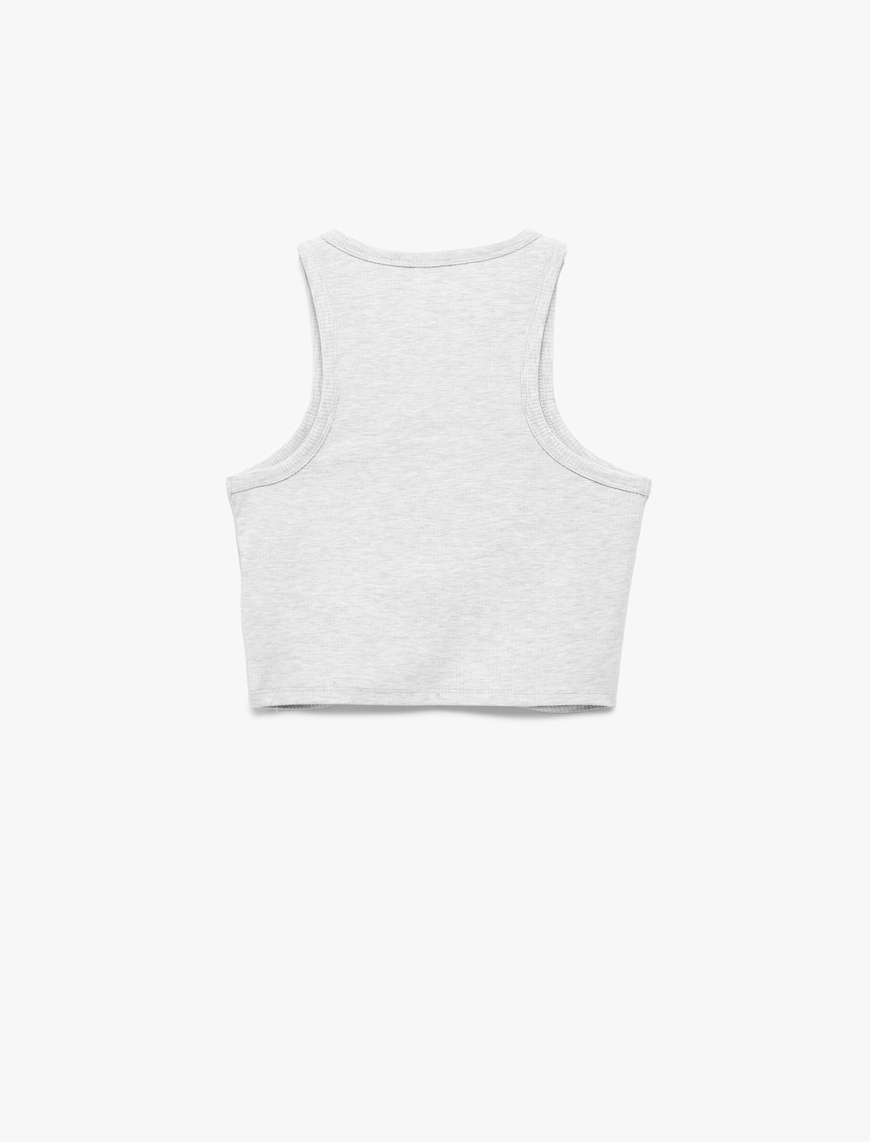   Slim Fit Nakış Detaylı Crop Halter Yaka Atlet Pijama Üstü