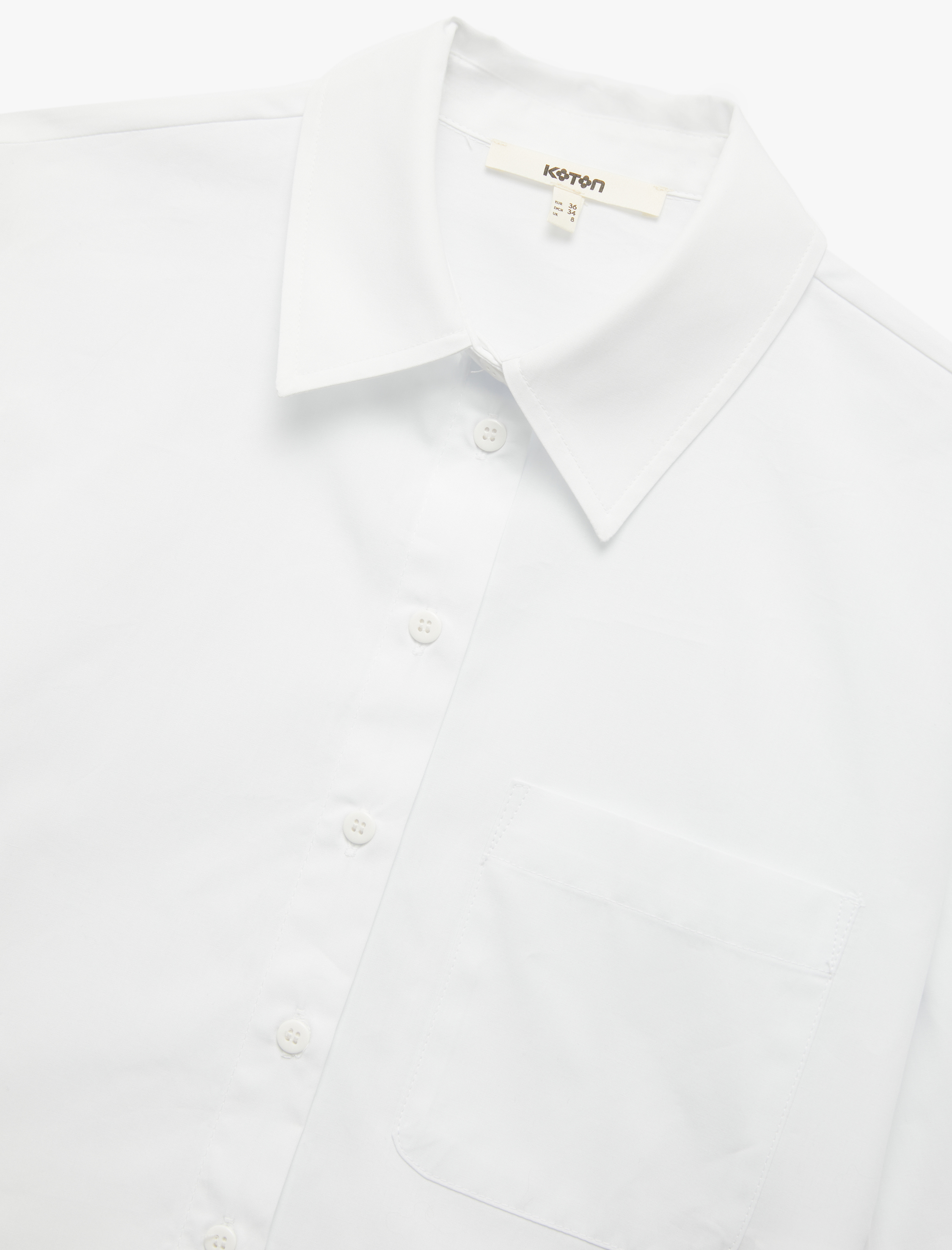   Pamuklu Kısa Kollu Klasik Yaka Crop Poplin Gömlek