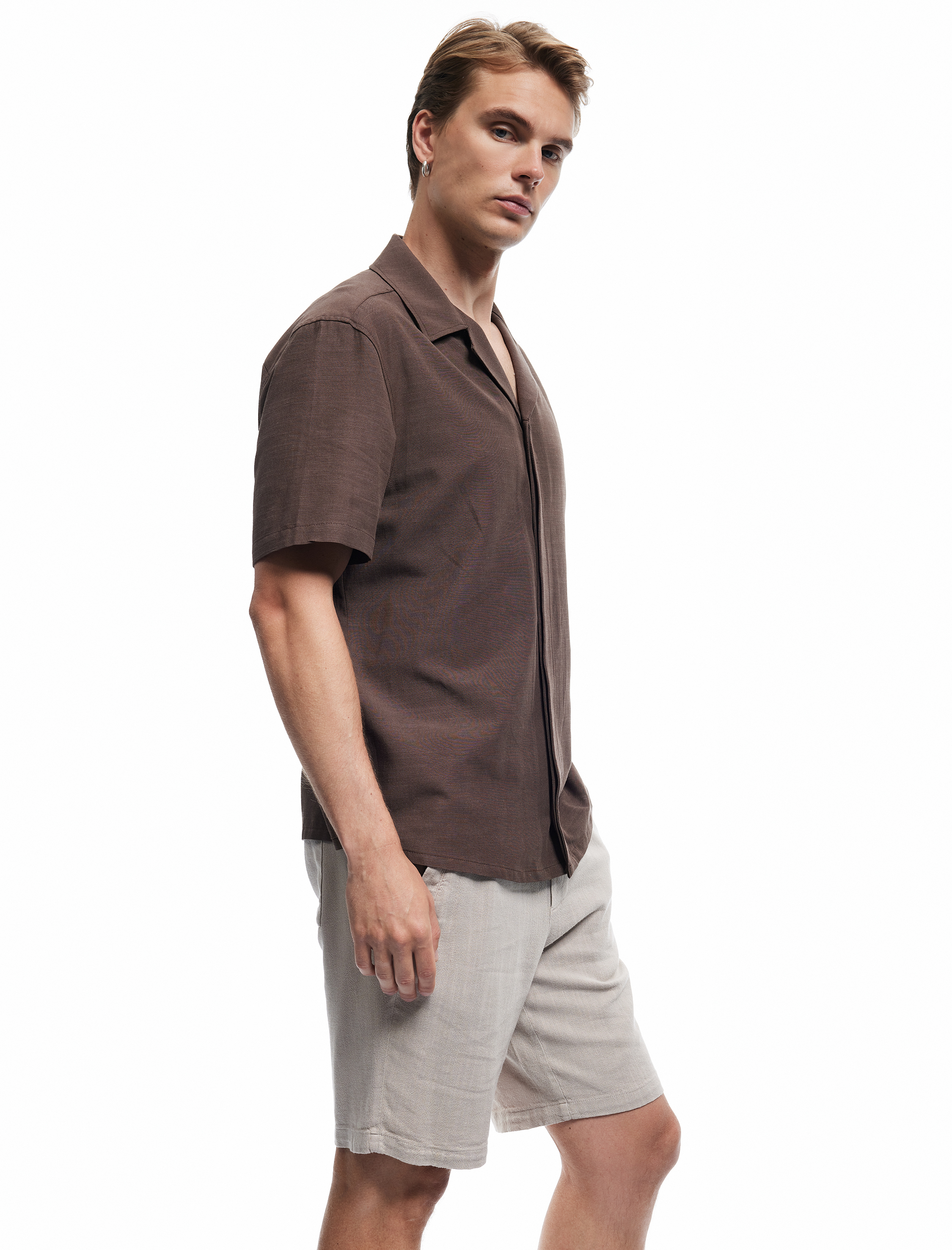   Pamuk ve Viskon Karışımlı Cep Detaylı Bermudalı Beli Bağcıklı Şort