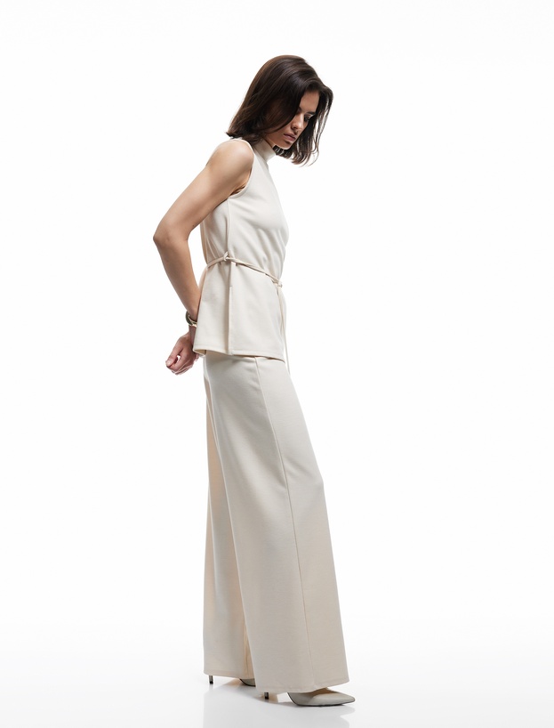Normal Bel Regular Fit Uzun Geniş Paça Palazzo Pantolon_1