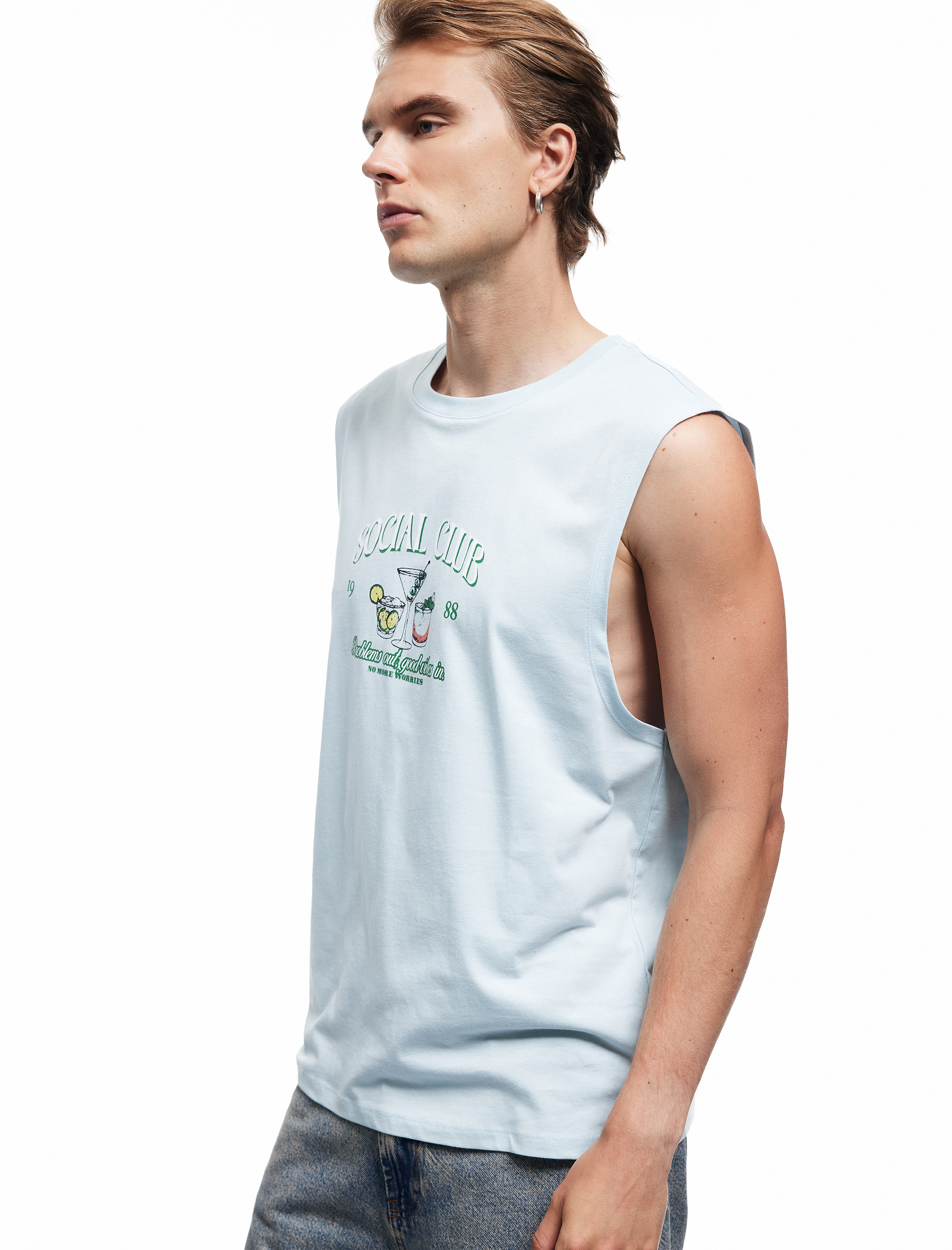   Bisiklet Yaka Pamuklu Regular Fit Baskılı Kolsuz Atlet