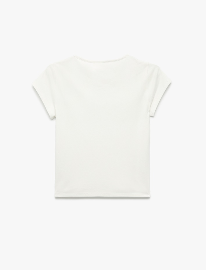  Pamuklu Slim Fit Kısa Kollu Bisiklet Yaka Baskılı Tişört