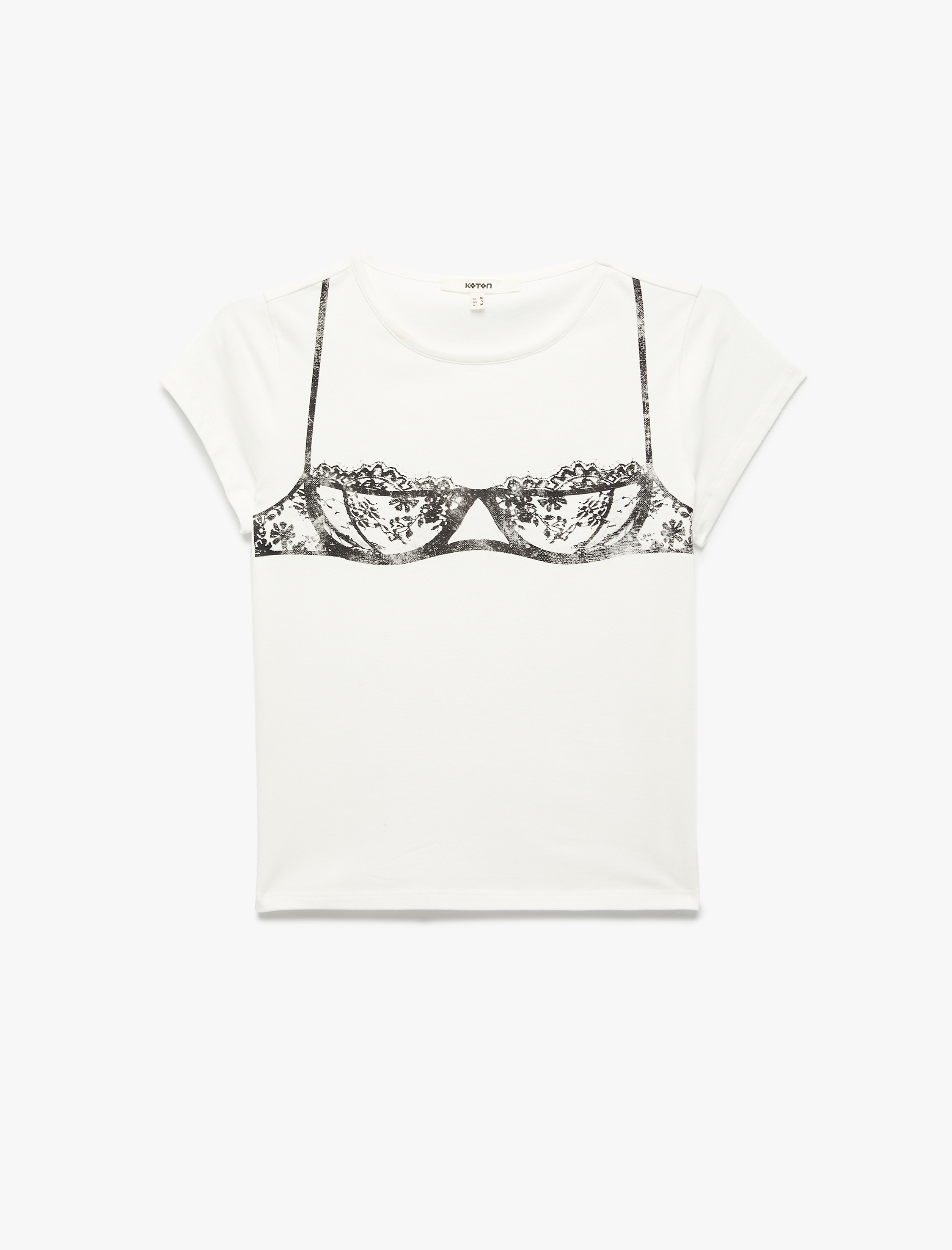   Koton X Zeynep Bastık - Pamuklu Slim Fit Kısa Kollu Bisiklet Yaka Baskılı Tişört