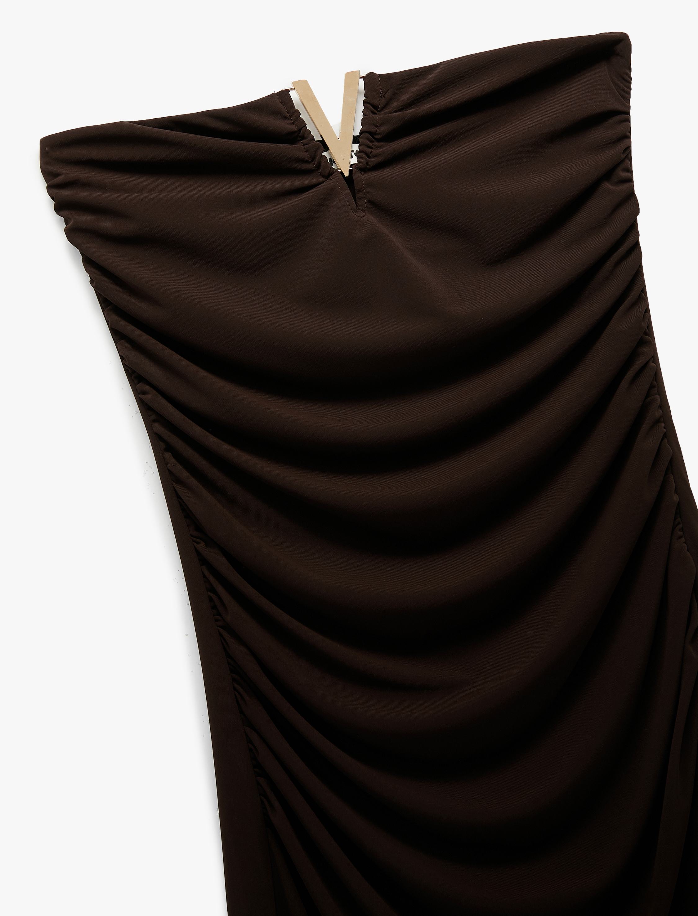   Koton X Zeynep Bastık -  Metal Aksesuar Detaylı Drapeli Uzun Straplez Elbise